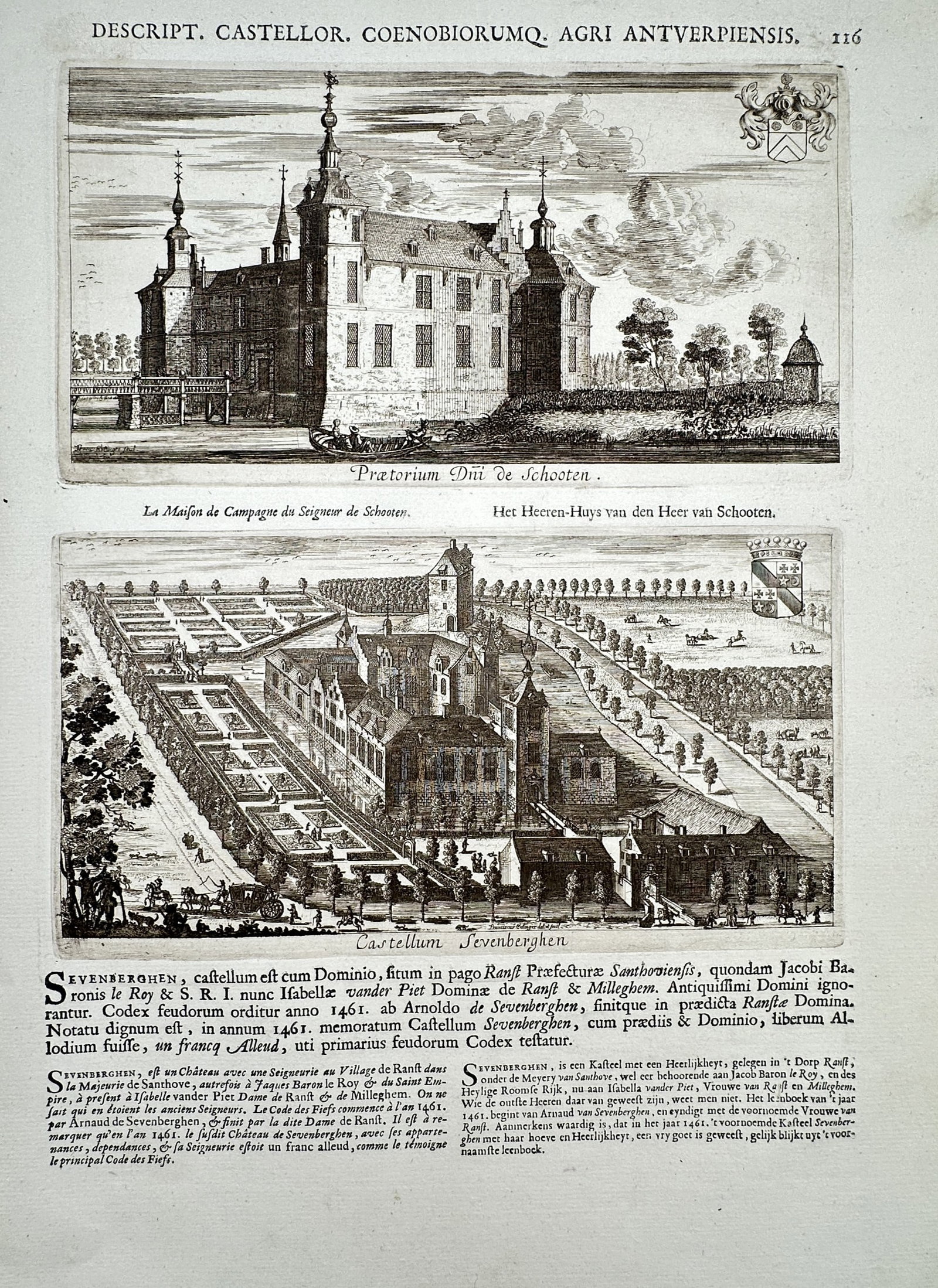 Jacques Le Roy (1633–1719) – Views of Schooten and Zevenbergen – Engraving (c. 1678–1706) (1 of 2)