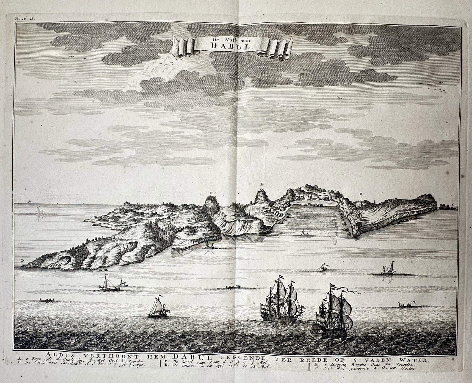 François Valentijn (1666–1727) – View of the Coast of Dabul – India – Engraving (1724) (1 of 2)