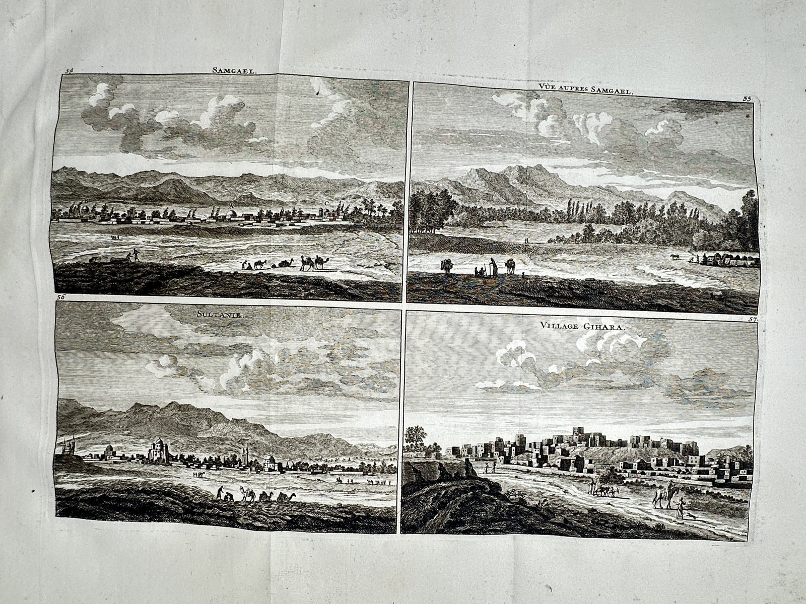 Cornelis de Bruyn – Views of Samgael, Sultanie, and Village Gihara – Engraving (1698) (1 of 2)