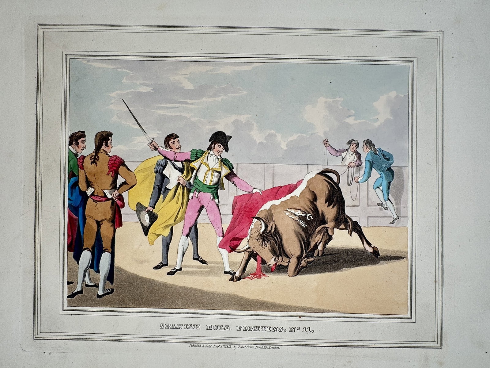 Samuel Howitt (1756–1822) – Spanish Bull Fighting – Hand-coloured aquatint (1813) (1 of 2)