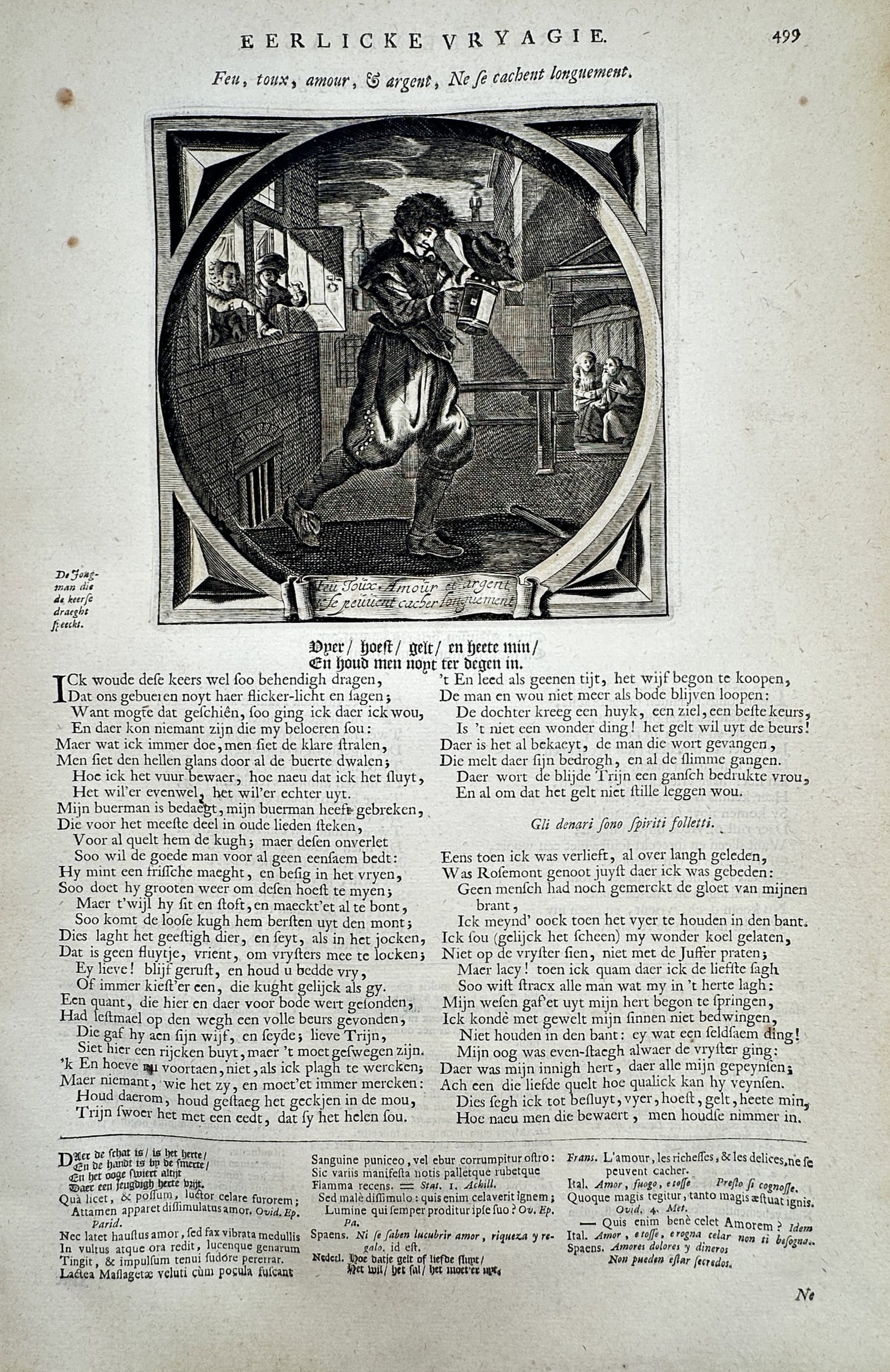 Jacob Cats (1577–1660) – Emblem of the Man with the Lantern – Etching (1627) (1 of 2)