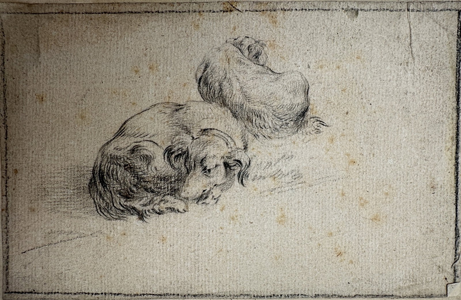 Nicolaes Pieterszoon Berchem (1620–1683) – View of Two Sleeping Dogs – Etching (17th Century) (1 of 2)