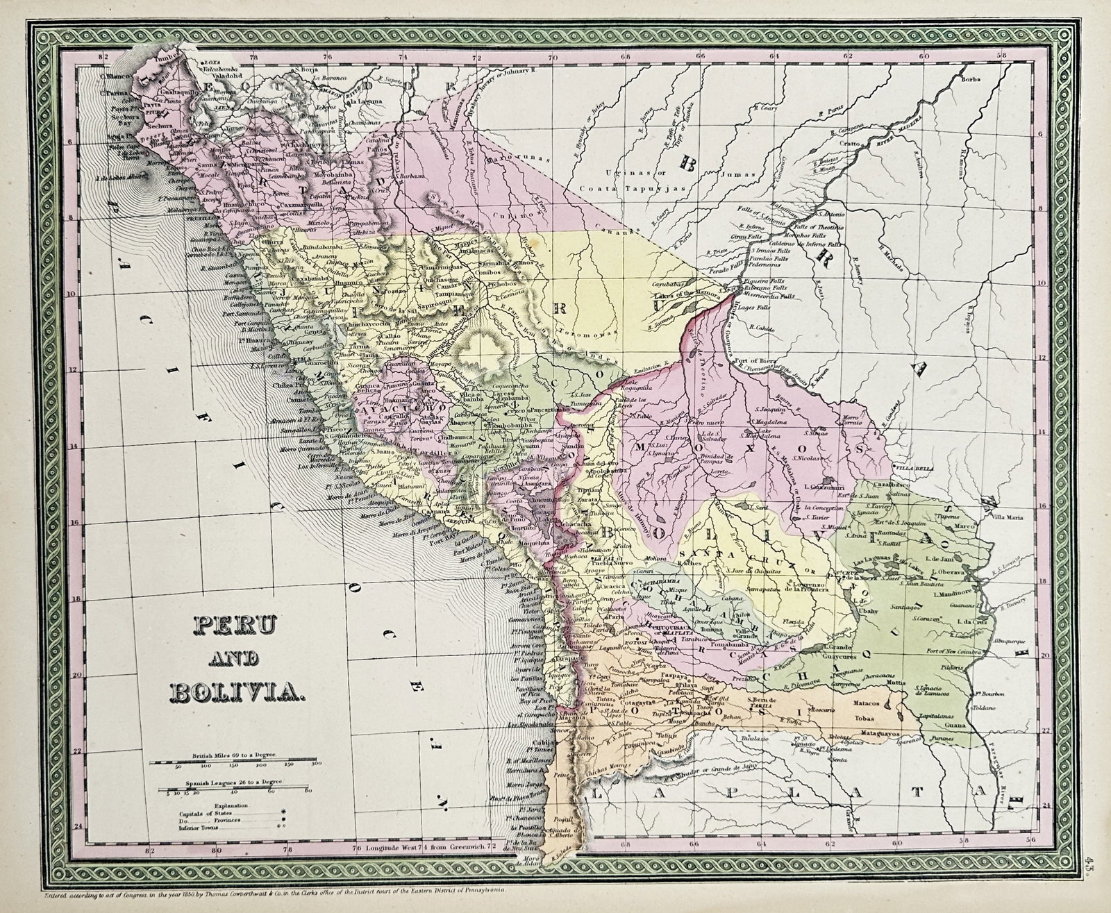 Thomas, Cowperthwait & Co. (Active 1850s) – Map of Peru and Bolivia – South America – (1 of 2)