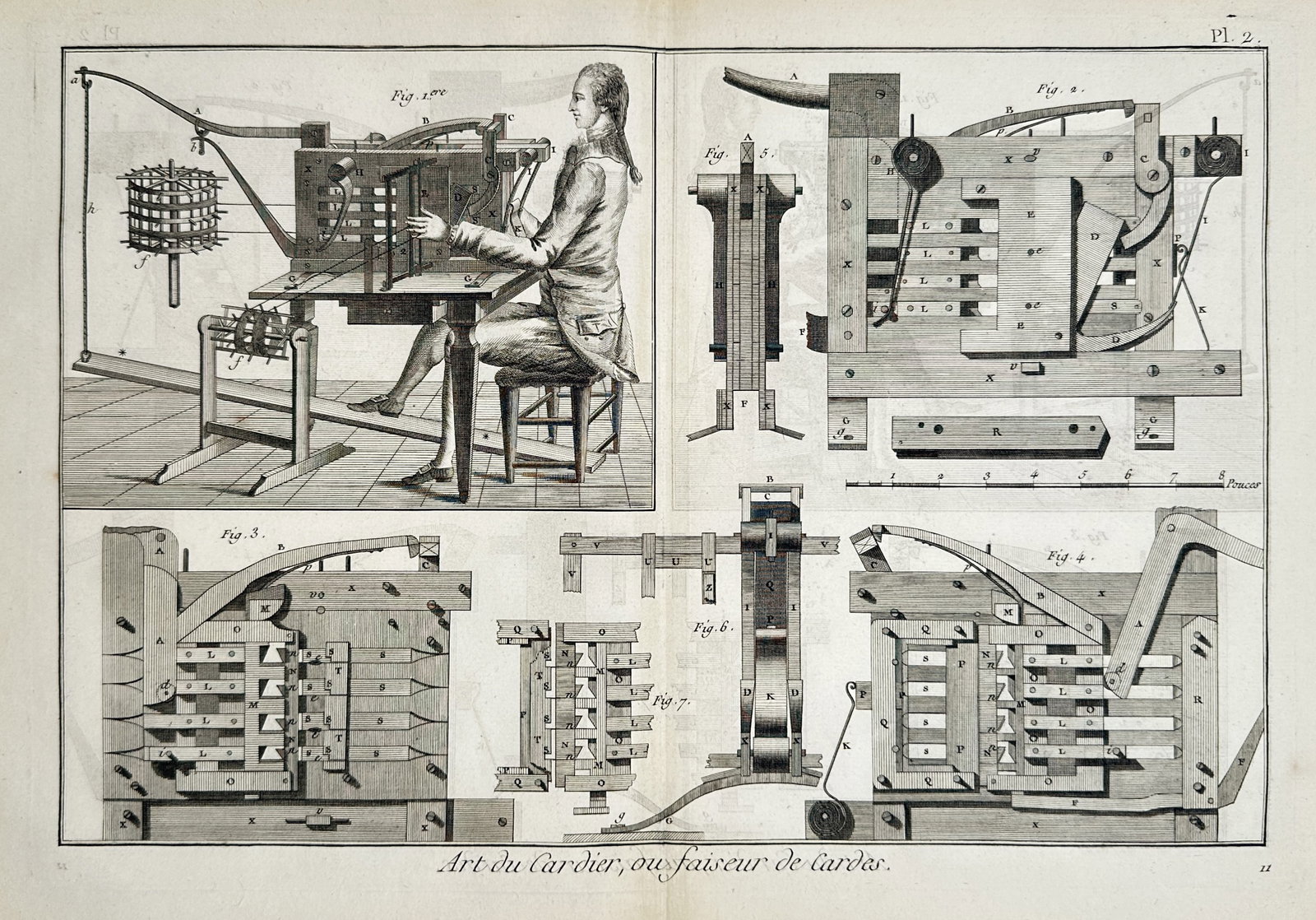 Robert Benard (1734-1777) – View of the Art of the Card-Maker and Carding Machinery – Etching (1 of 2)