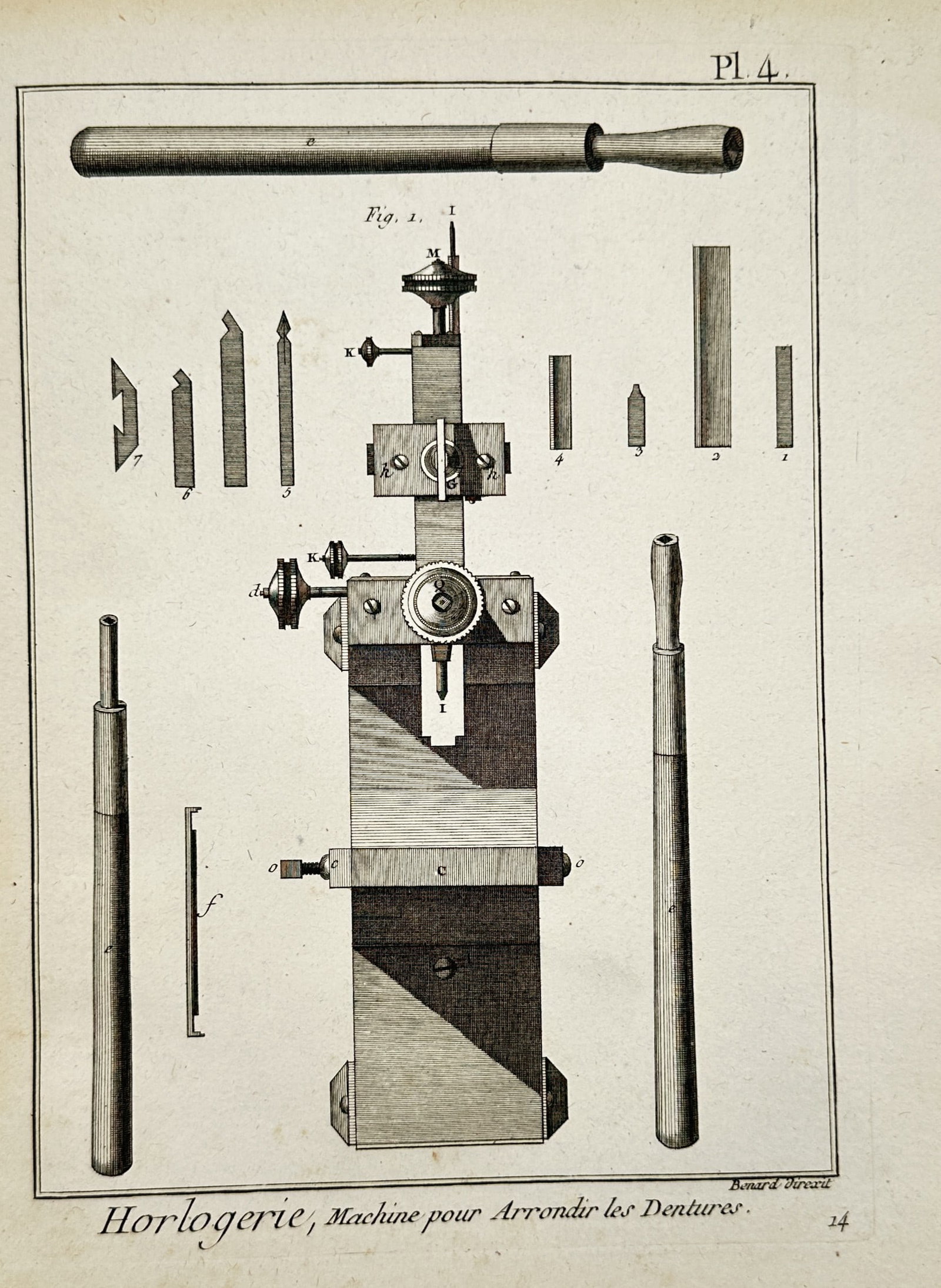 Robert Bénard (1734-1777) – Horlogerie, Machine pour Arrondir les Dentures – Engraving (1765) (1 of 2)