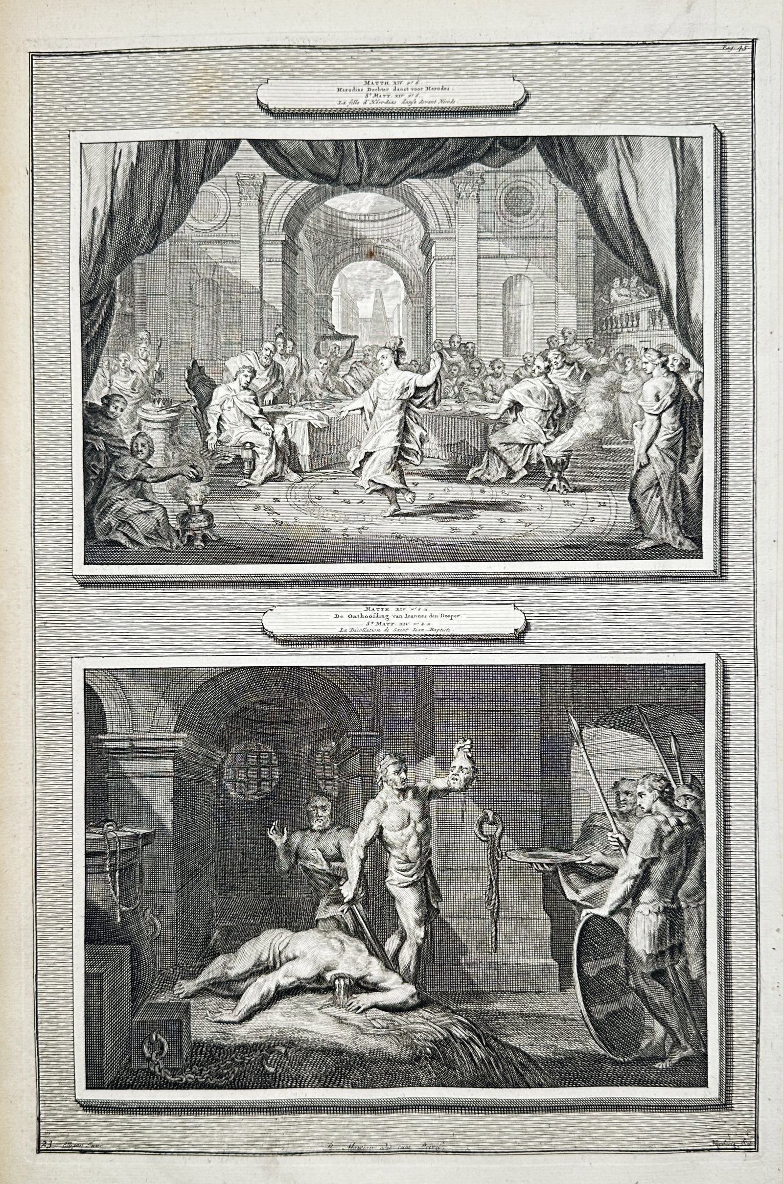 Pieter de Hondt (1696-1764) – Scenes from the Life of John the Baptist – Engraving (1728) (1 of 2)