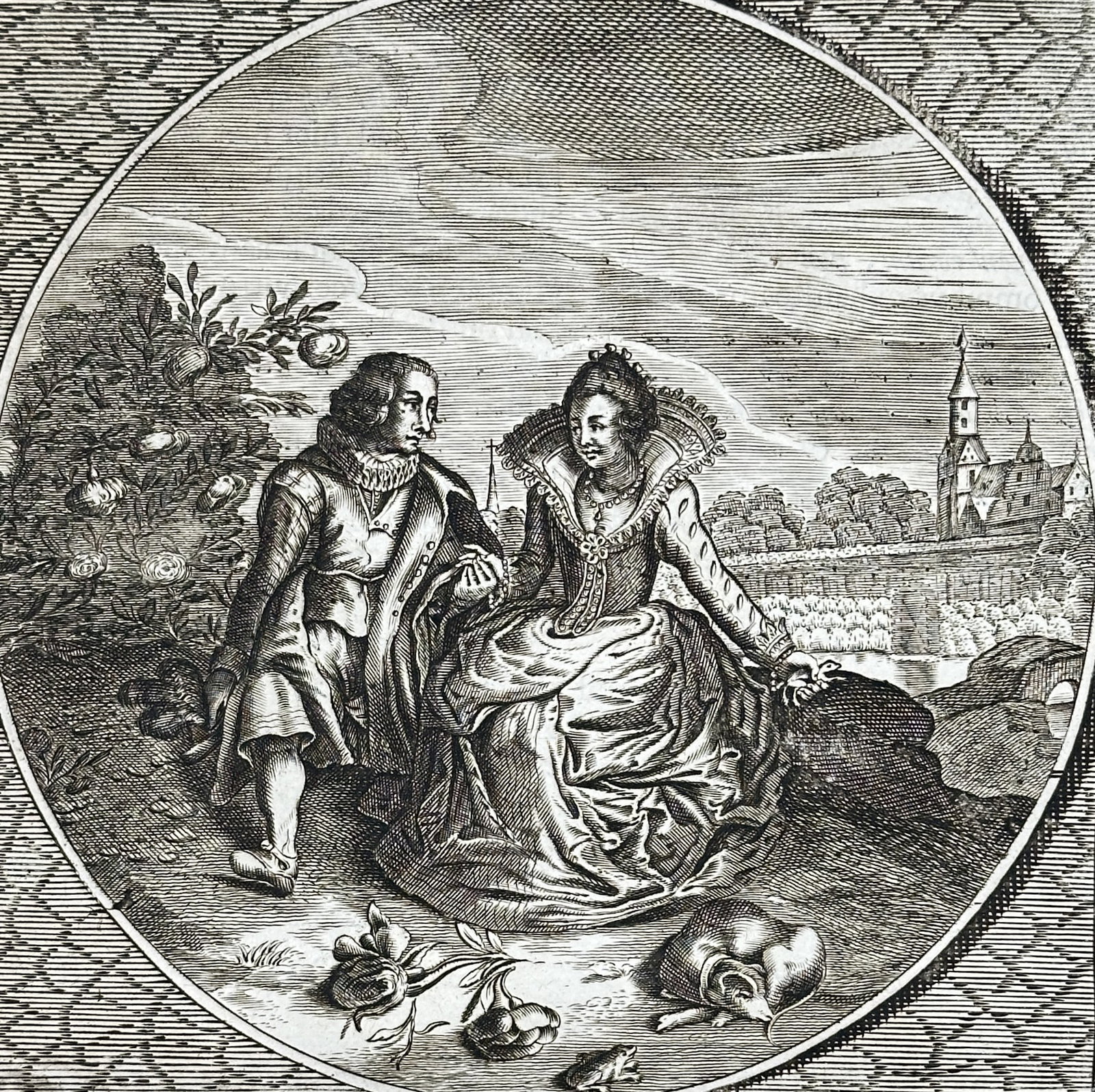 Jacob Cats (1577-1660) – Allegory of Love and Mortality – Engraving (1655) (1 of 3)