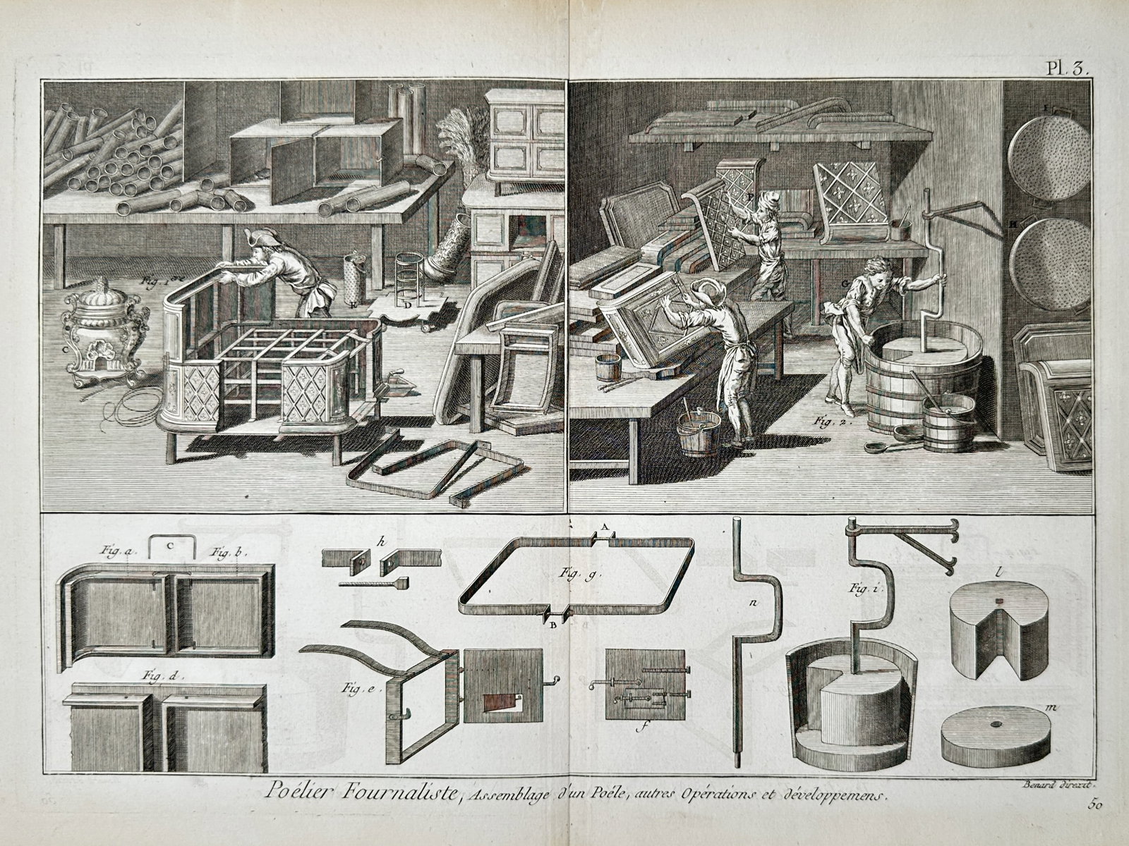 Robert Bénard (1734-1777) – View of a Stove Maker’s Workshop – Engraving (c. 1771) (1 of 2)