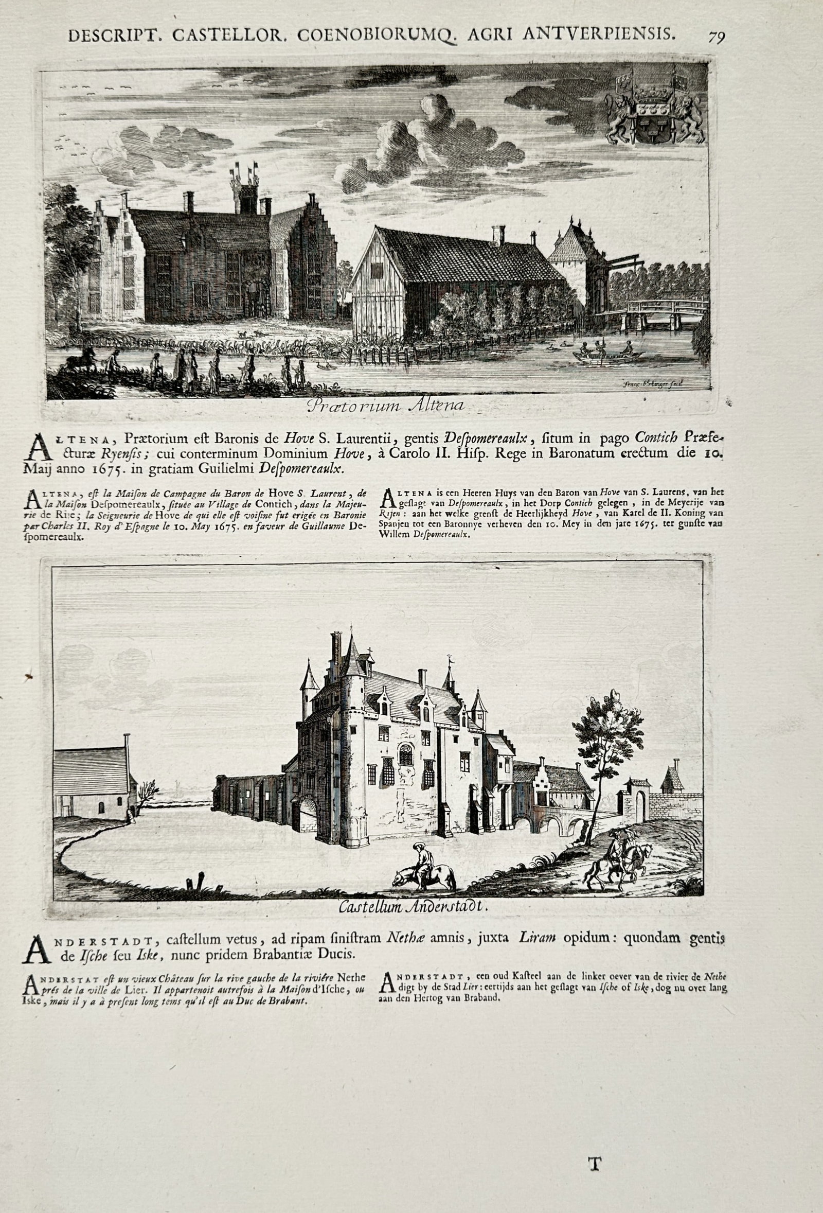 Jacob Le Roy – View of Pratorium Altena and Castellum Anderstadt – Copper engraving (1694) (1 of 2)
