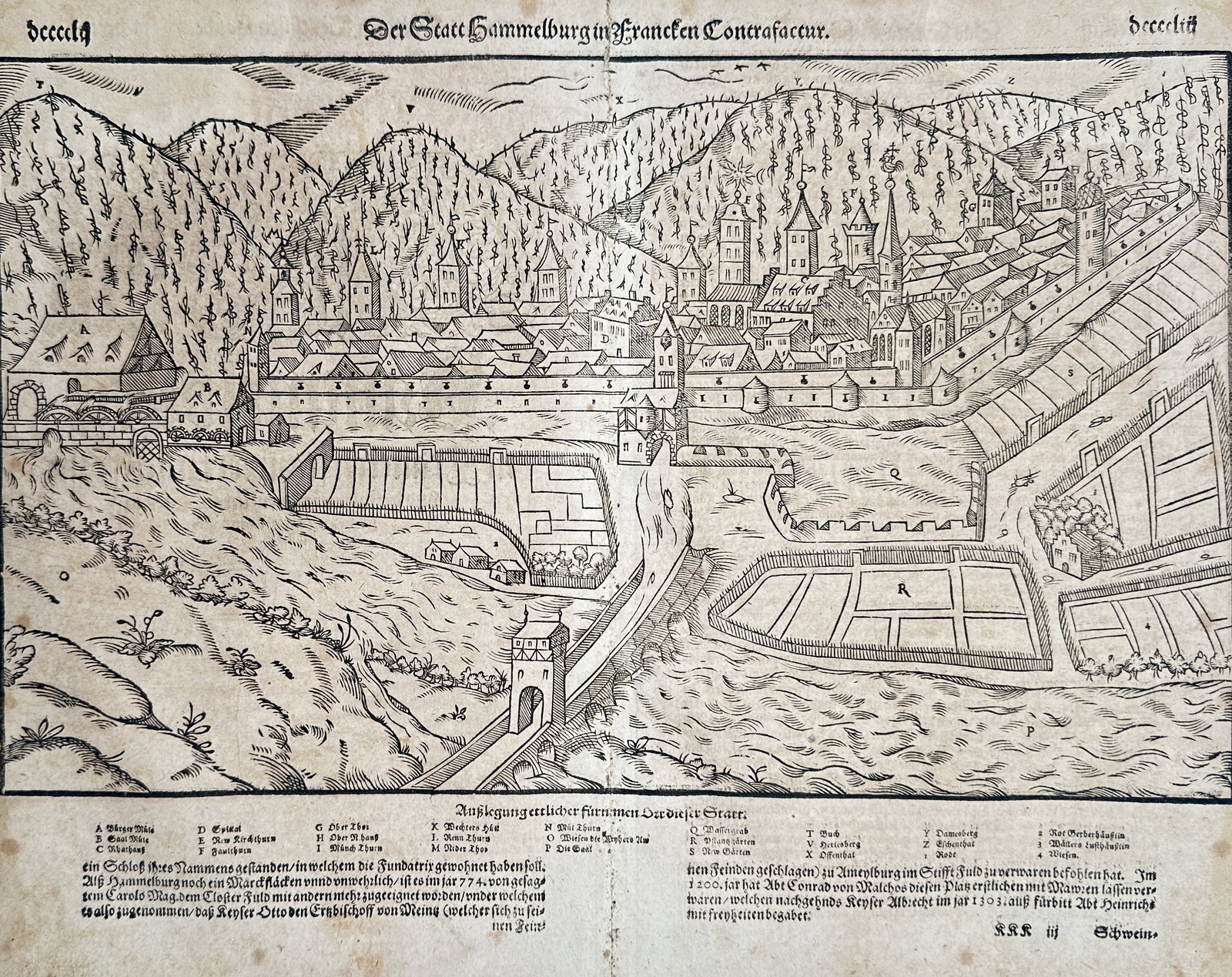 Sebastian Münster (1488–1552) – View of Land and Sea Monsters – Woodcut (1550): Monstera Marina et Terrestria illustrates a dense and imaginative menagerie of both real and fantastical creatures. The upper section features terrestrial animals such as reindeer, elk, and bears, whi