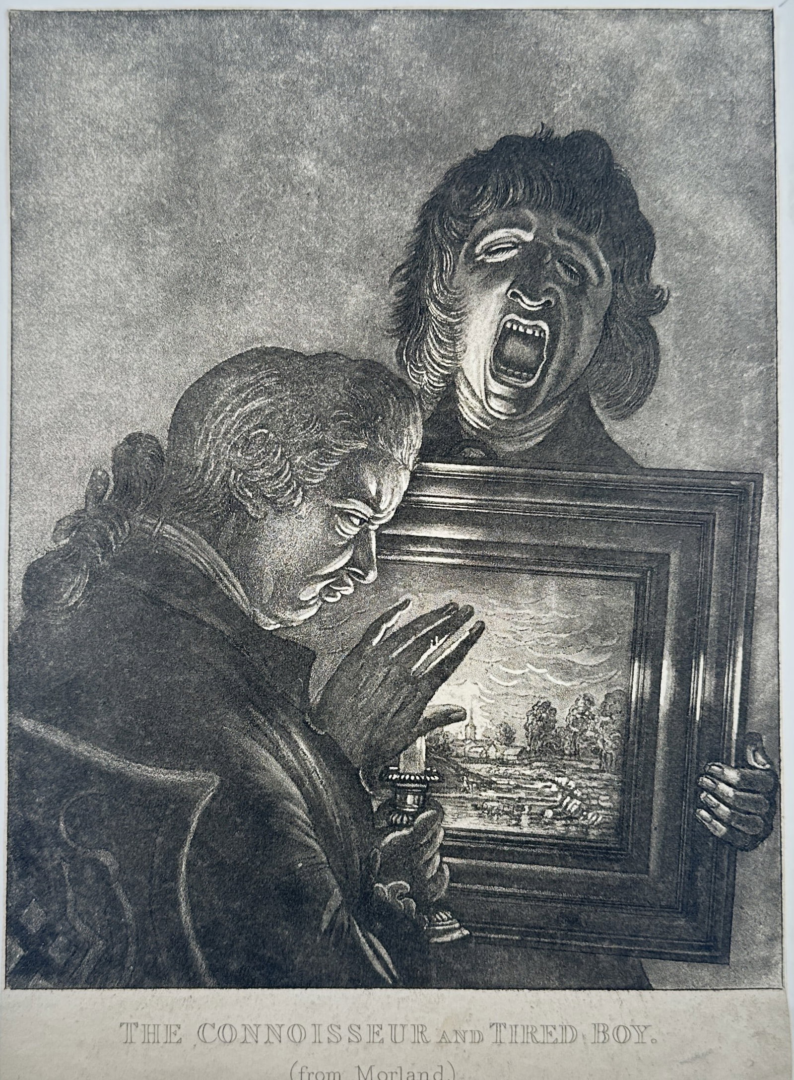 Henry Robert Morland (1716–1797) – View of The Connoisseur and Tired Boy – Mezzotint (c. 1773) (1 of 2)