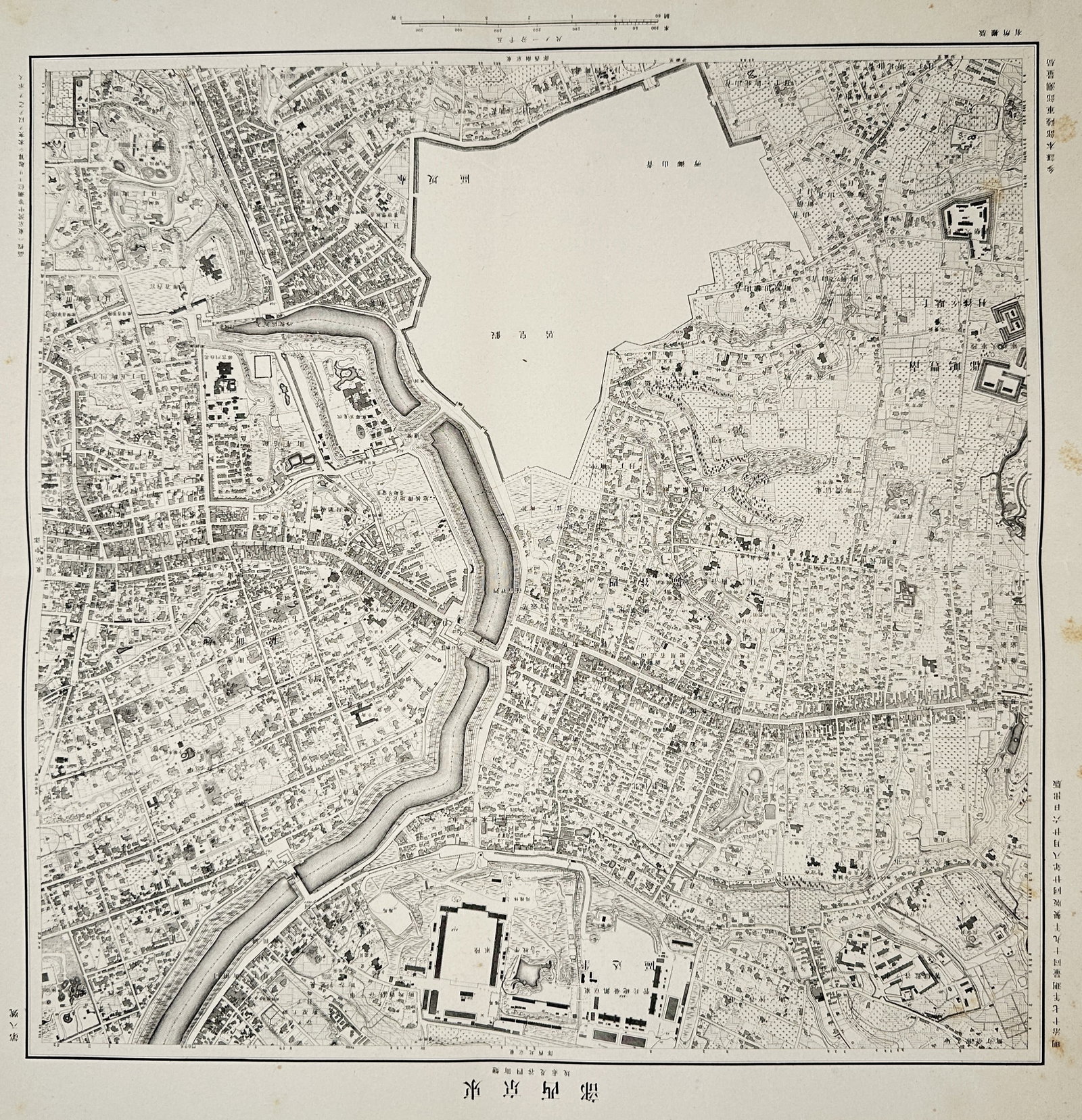 Geospatial Information Authority of Japan – Map of Western Tokyo – Japan – Lithograph: "Tokyo Seibu" (Western Tokyo) illustrates a precise topographical survey of the western districts of the capital during the early Meiji period. The map features the sprawling grounds of the Akasaka Pa