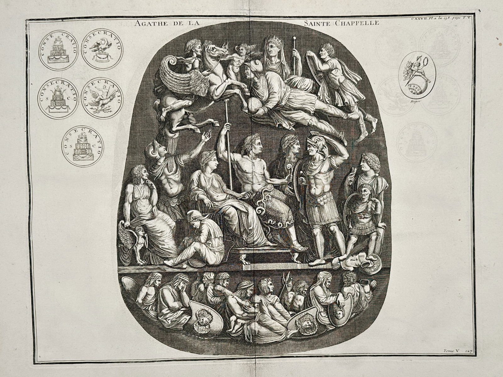 Bernard de Montfaucon (1655–1741) – The Great Cameo of France – Engraving (1719) (1 of 2)
