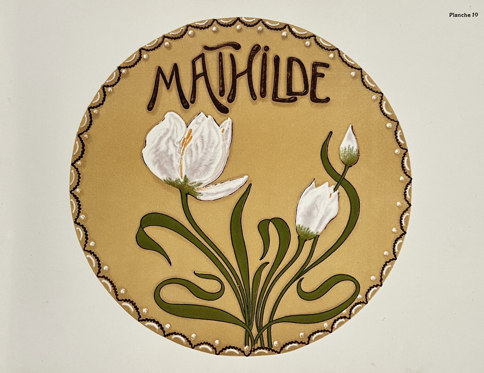 Alphonse Mucha (1860–1939) – Art Nouveau Floral Design for Mathilde – Lithograph (1902) (1 of 2)