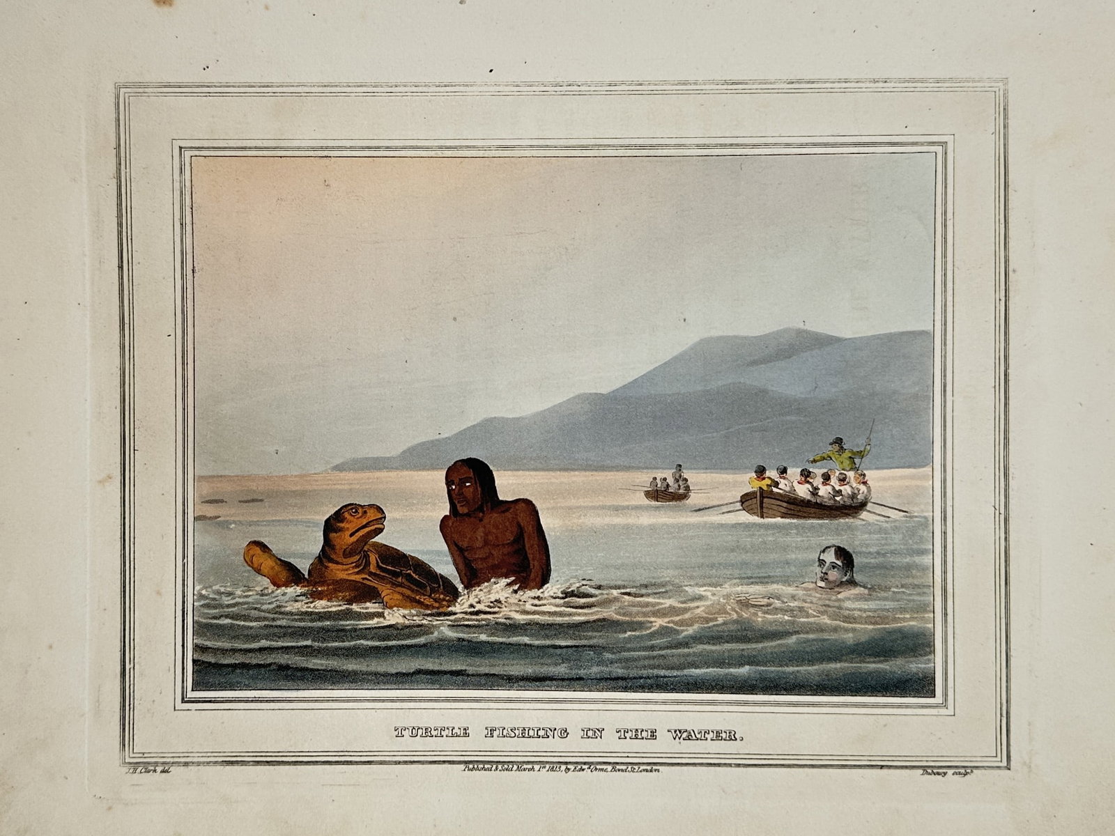 John Heaviside Clark (c. 1770–1863) – Turtle Fishing in the Water – Sporting Scene (1 of 2)
