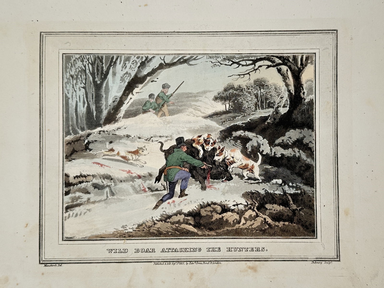 Samuel Howitt (1756–1822) – Wild Boar Attacking the Hunters – Sporting Scene (1 of 2)