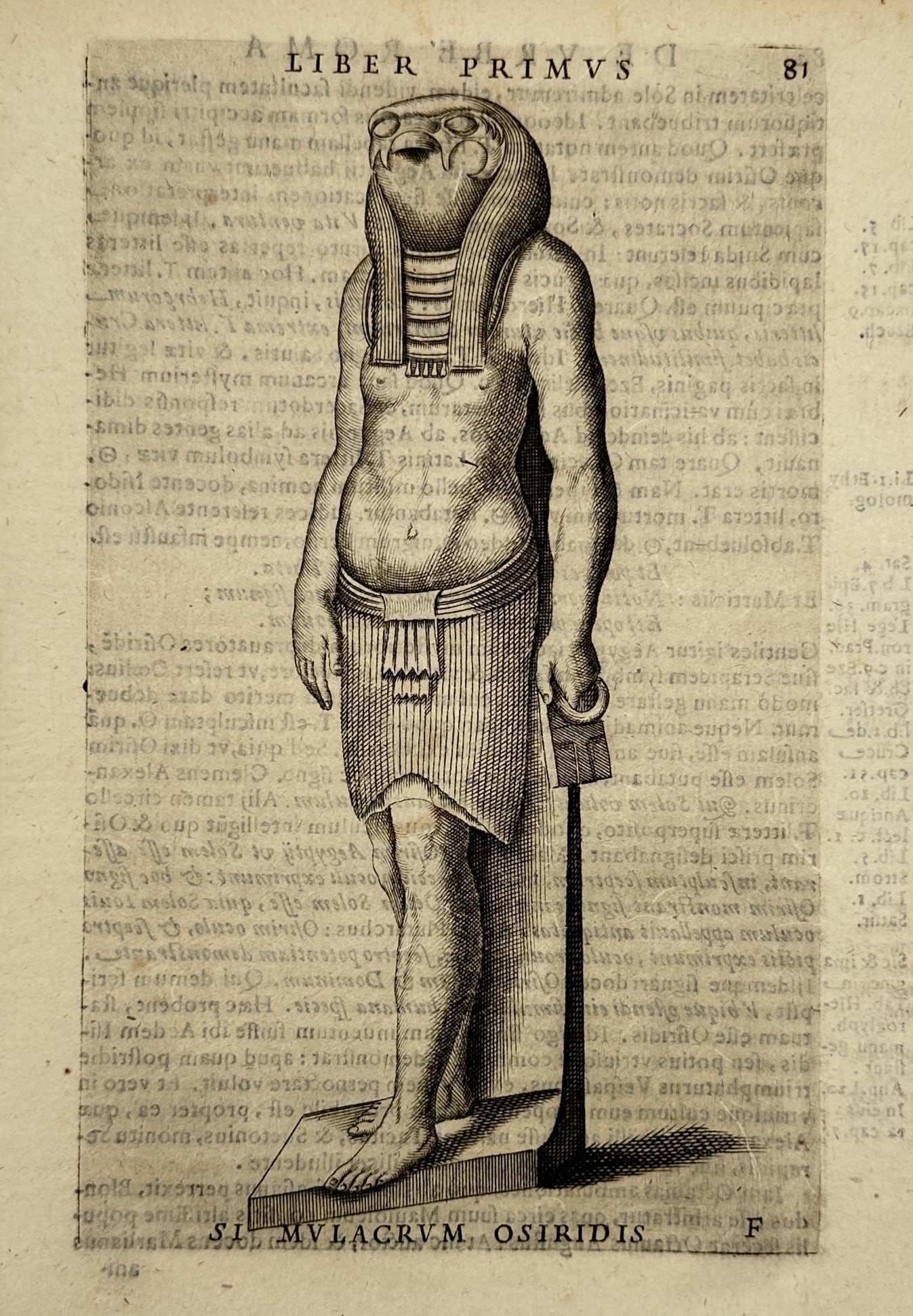 Alessandro Donati (1584–1640) – Statue of Osiris – Egyptian Antiquity – Etching (1633) (1 of 2)