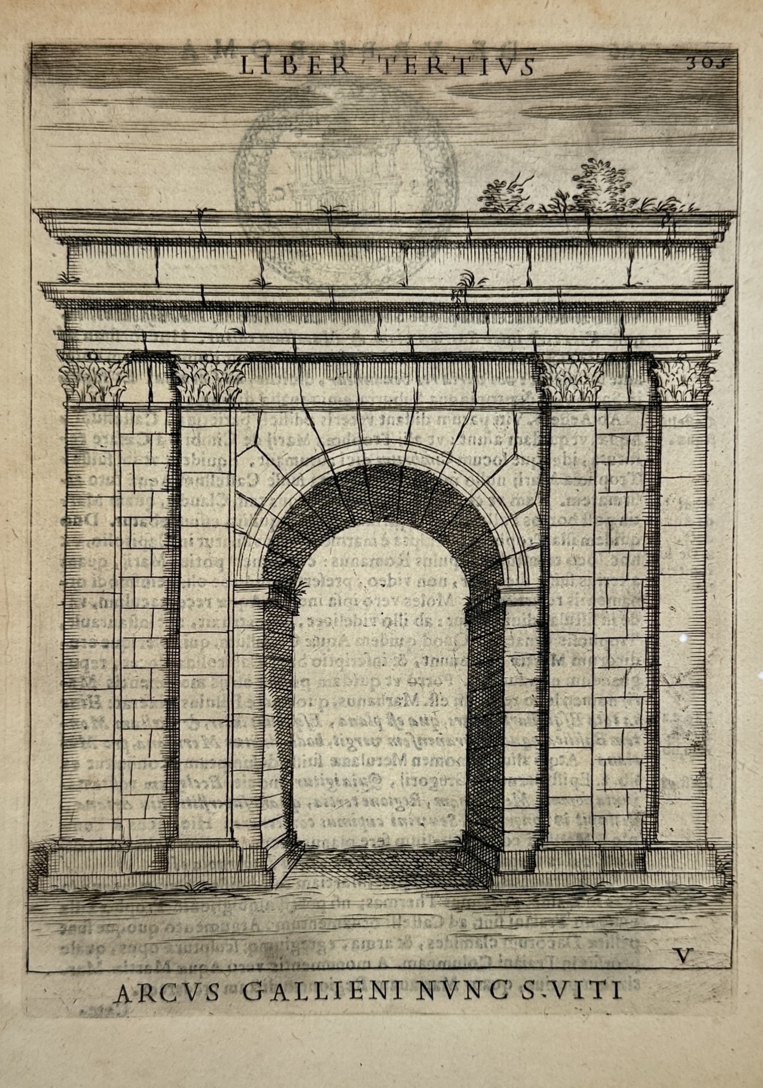 Alessandro Donati (1584–1640) – Arch of Gallienus – Roman Antiquity – Etching (1633) (1 of 2)