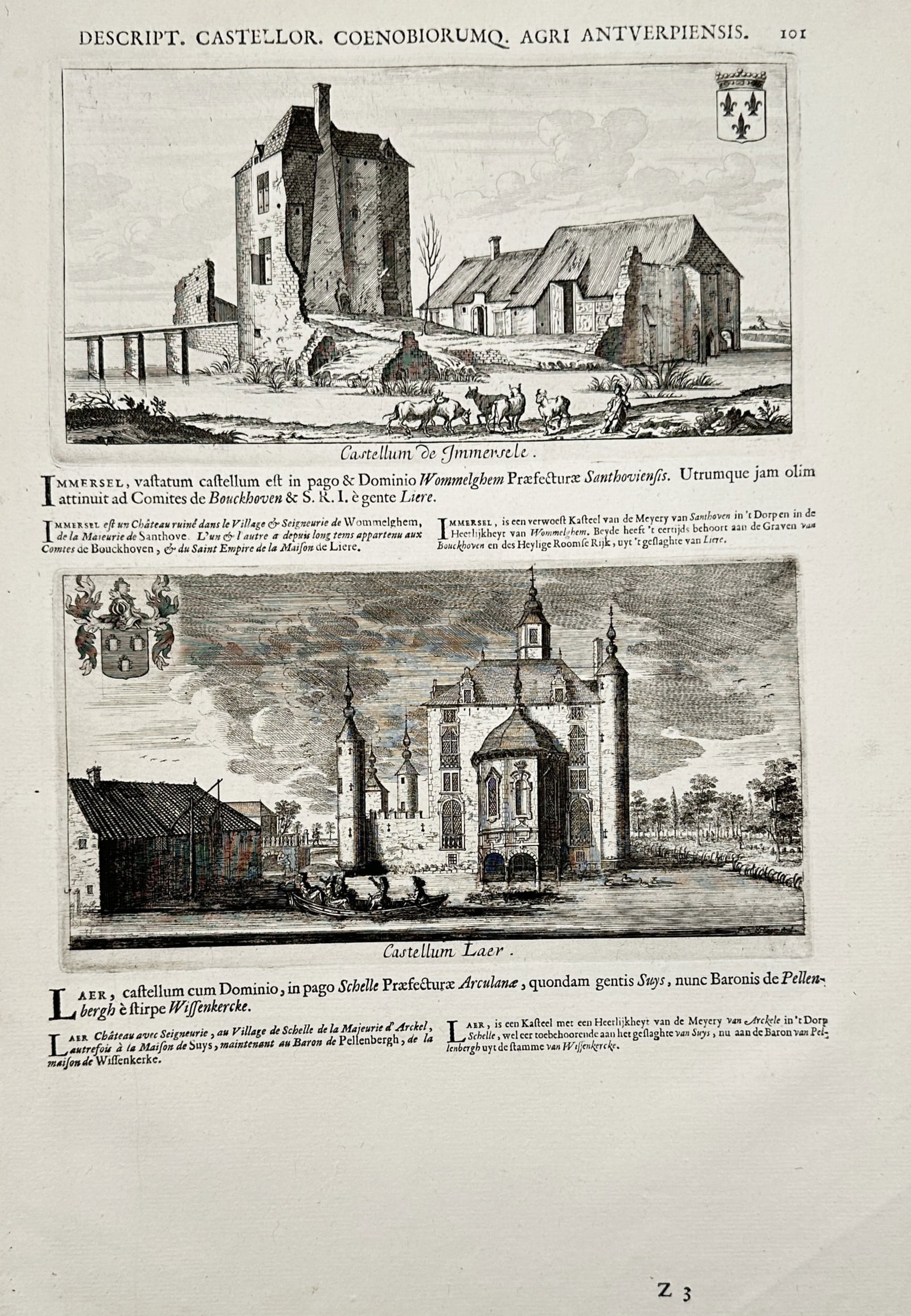 Jacob Le Roy (1633–1719) – View of Castle Neeryssche – Copper engraving (1696) (1 of 2)