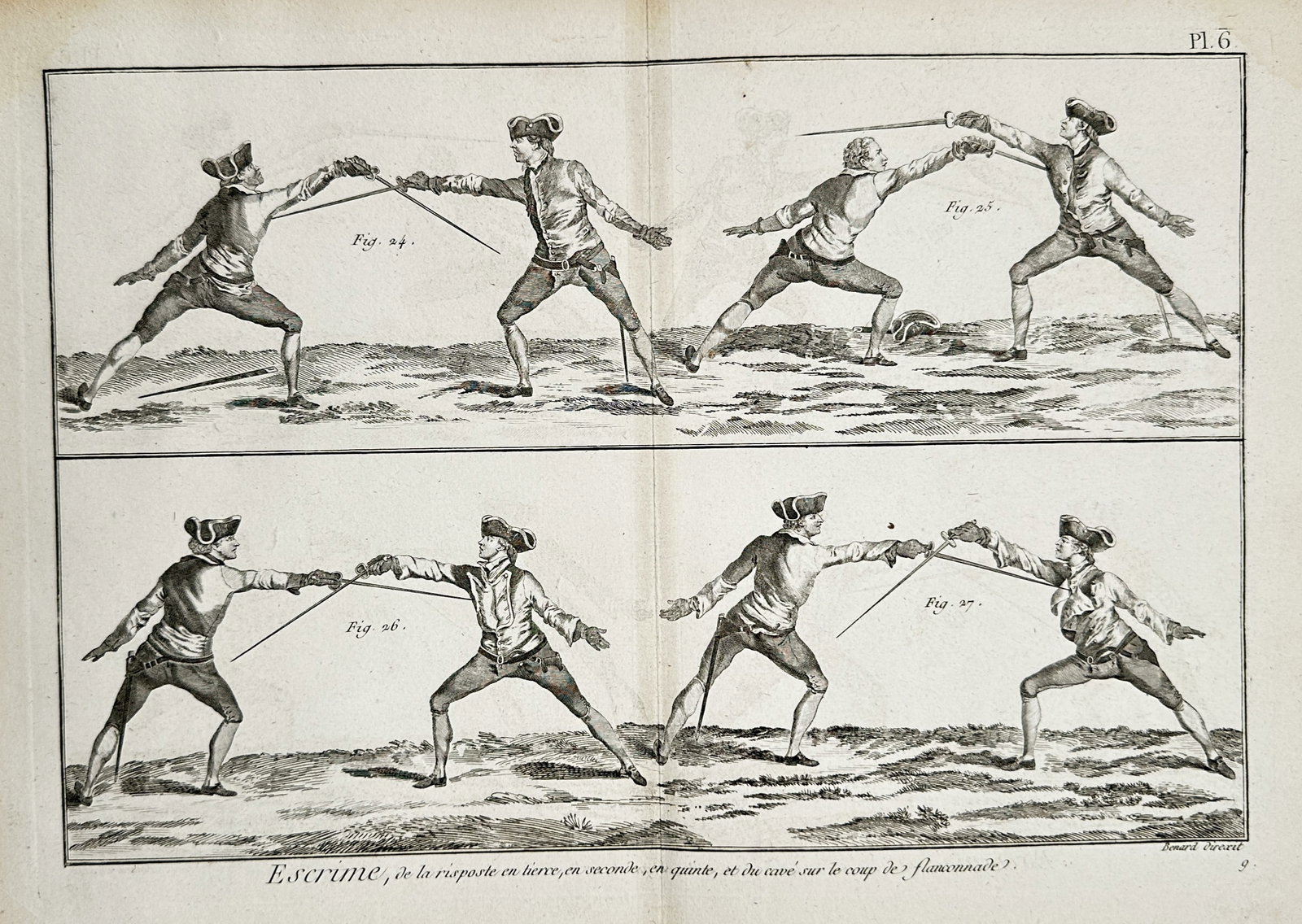Denis Diderot (1713–1784) – Fencing Techniques – Copper engraving (1762) (1 of 2)
