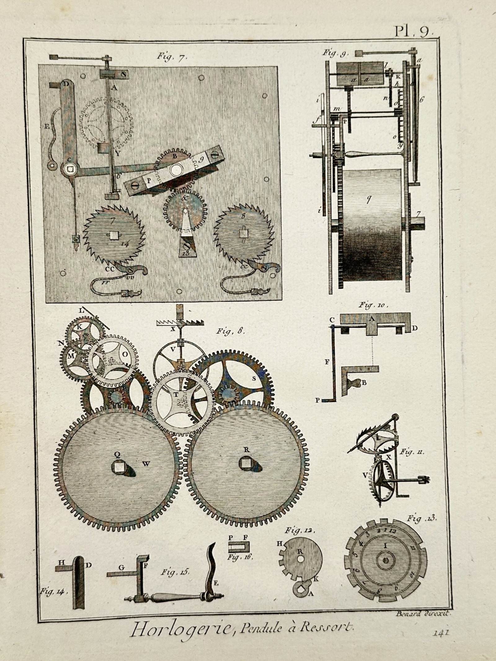 Robert Bénard (1734–1777) – Spring-Driven Pendulum Clock – Copper engraving (1771) (1 of 2)