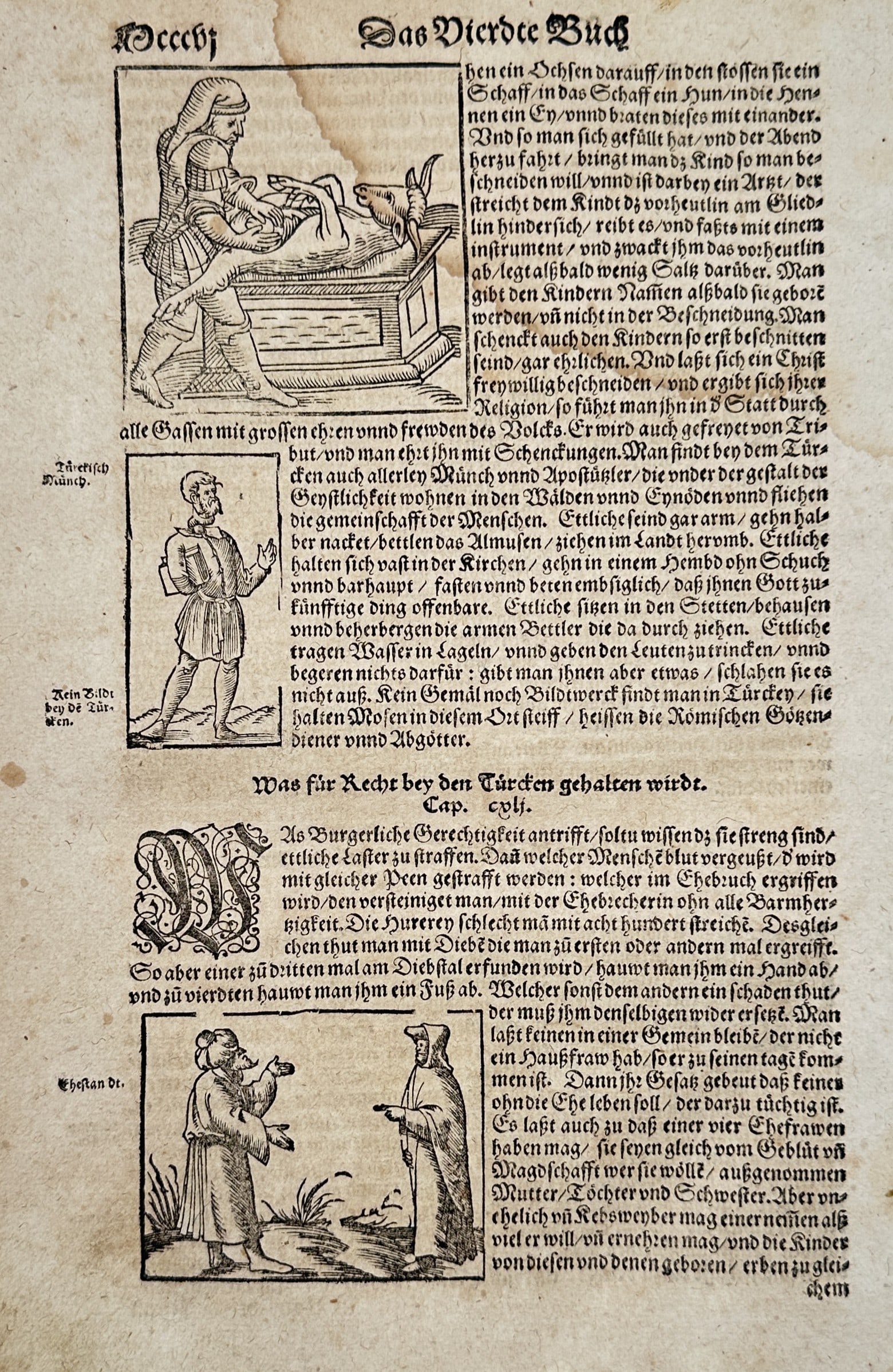 Sebastian Munster (1488–1552) – Customs and Laws of the Turks – Woodcut (1550) (1 of 2)
