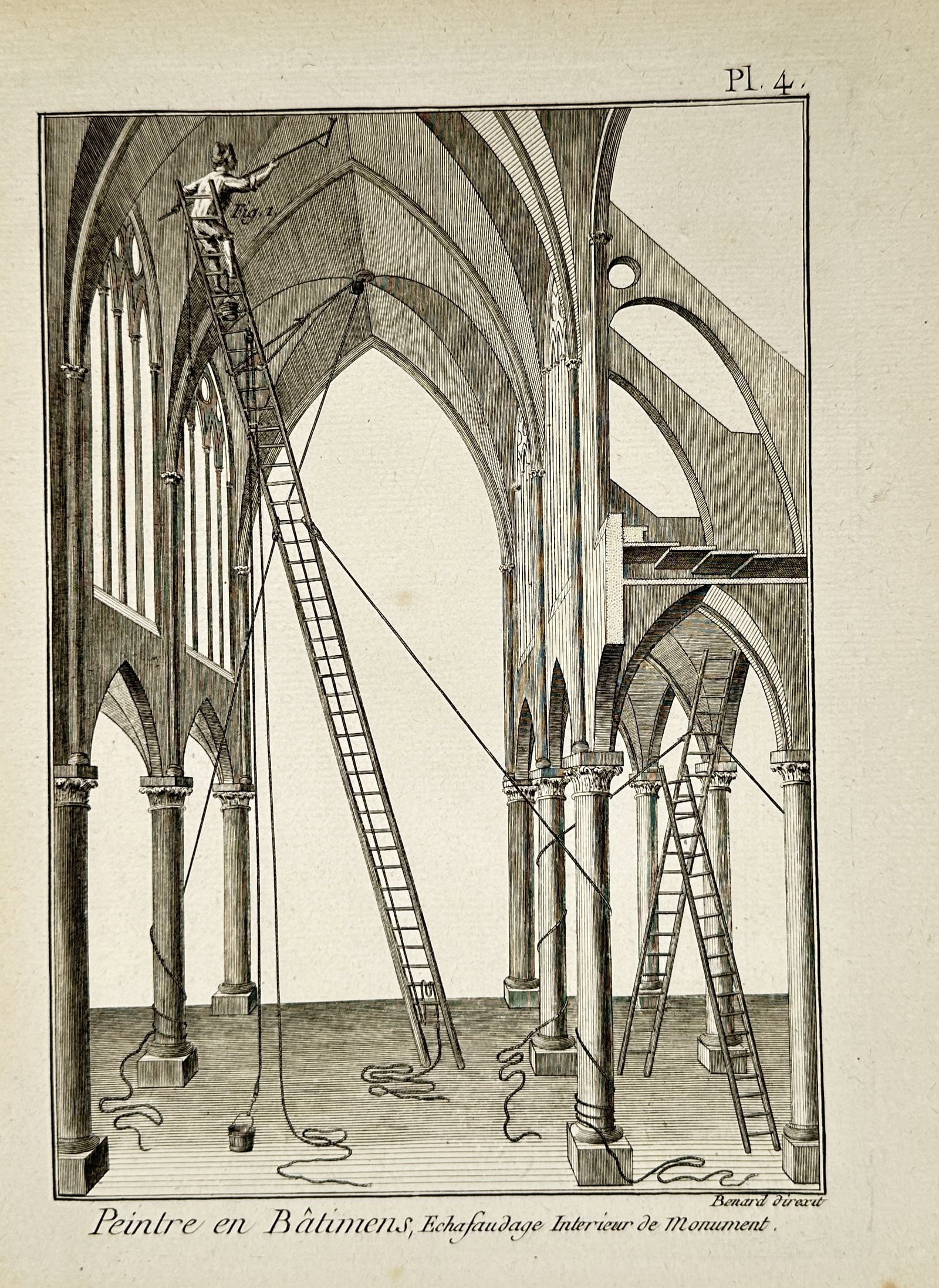 Robert Benard (1734–1777) – Interior Monumental Scaffolding – Engraving (1771) (1 of 2)
