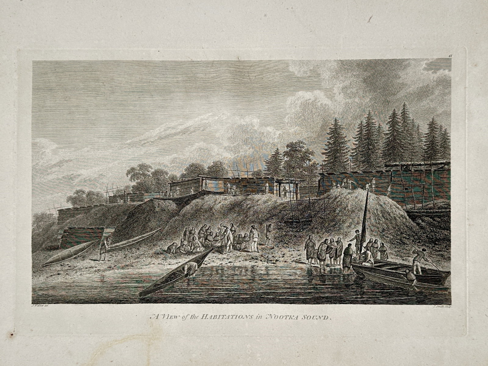 John Webber (1751–1793) – View of the Habitations in Nootka Sound – Engraving (1784) (1 of 2)