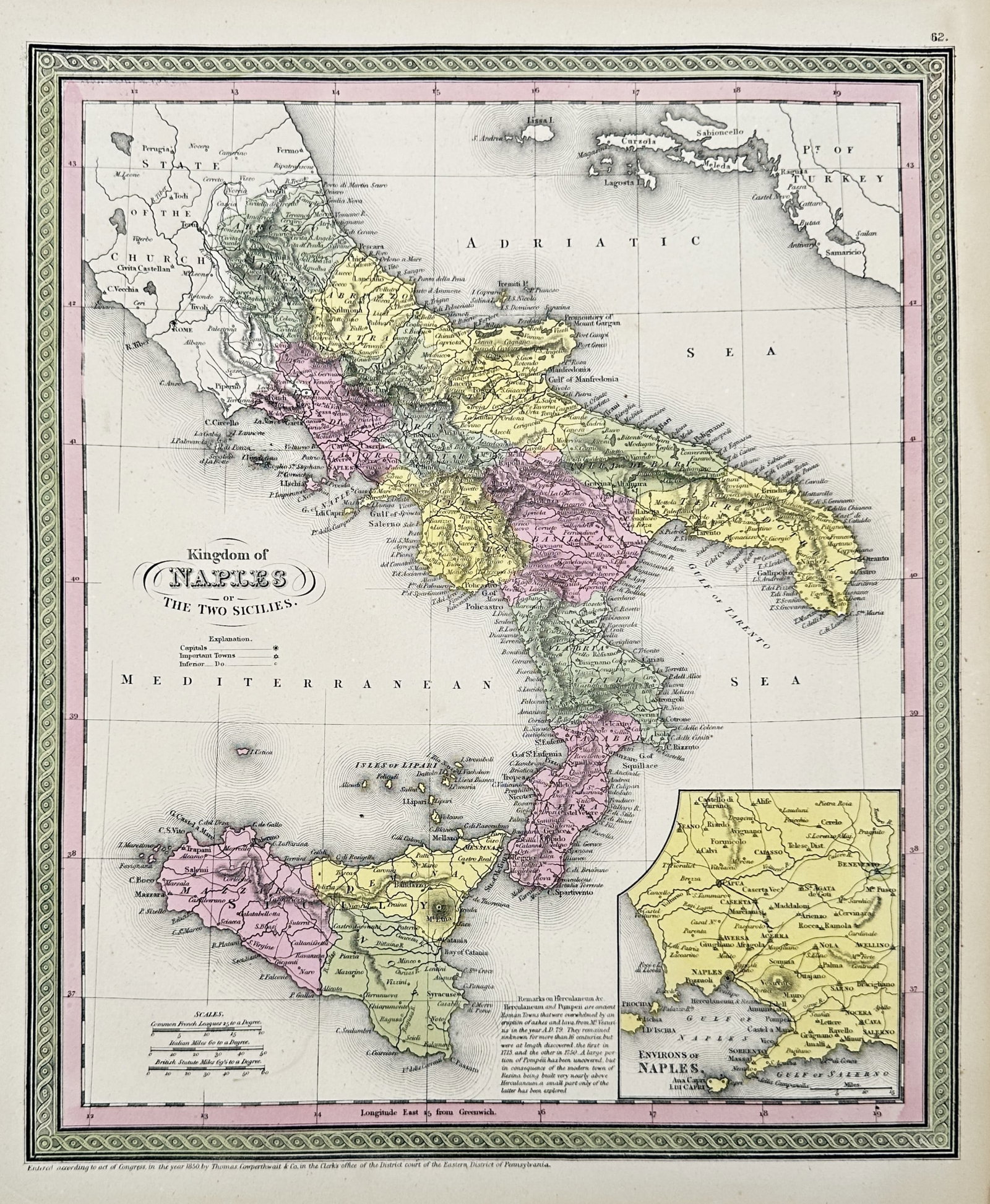 Thomas Cowperthwait & Co. – Map of the Kingdom of Naples or the Two Sicilies (1 of 2)