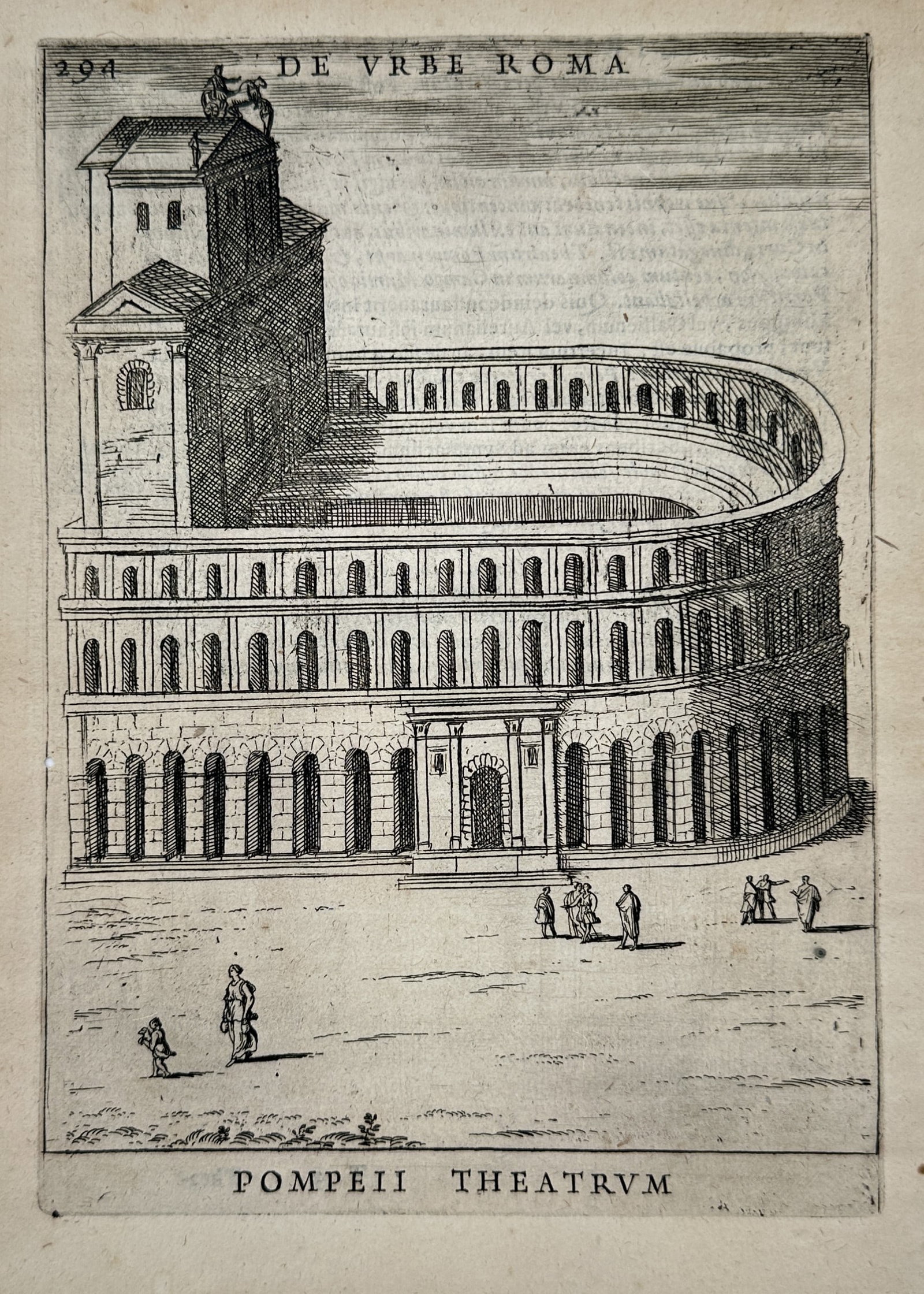 Alessandro Donati (1584-1640) – Reconstruction of the Theatre of Pompey – Rome – Etching (1 of 2)