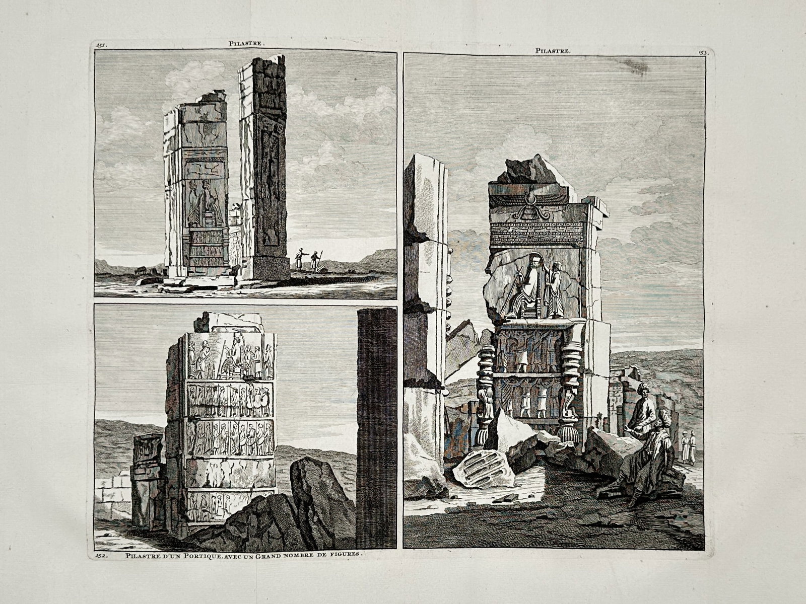 Cornelis de Bruyn (1652–1727) – View of the Ruins of the Portico at Persepolis – Engraving (1 of 2)