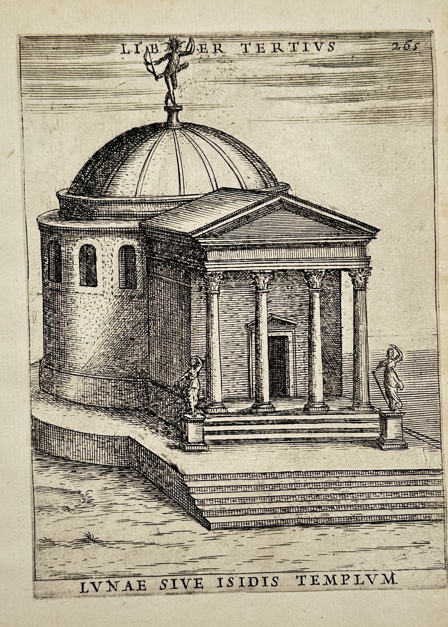 Alessandro Donati (1584–1640) – Temple of Luna or Isis – Etching (1633) (1 of 2)