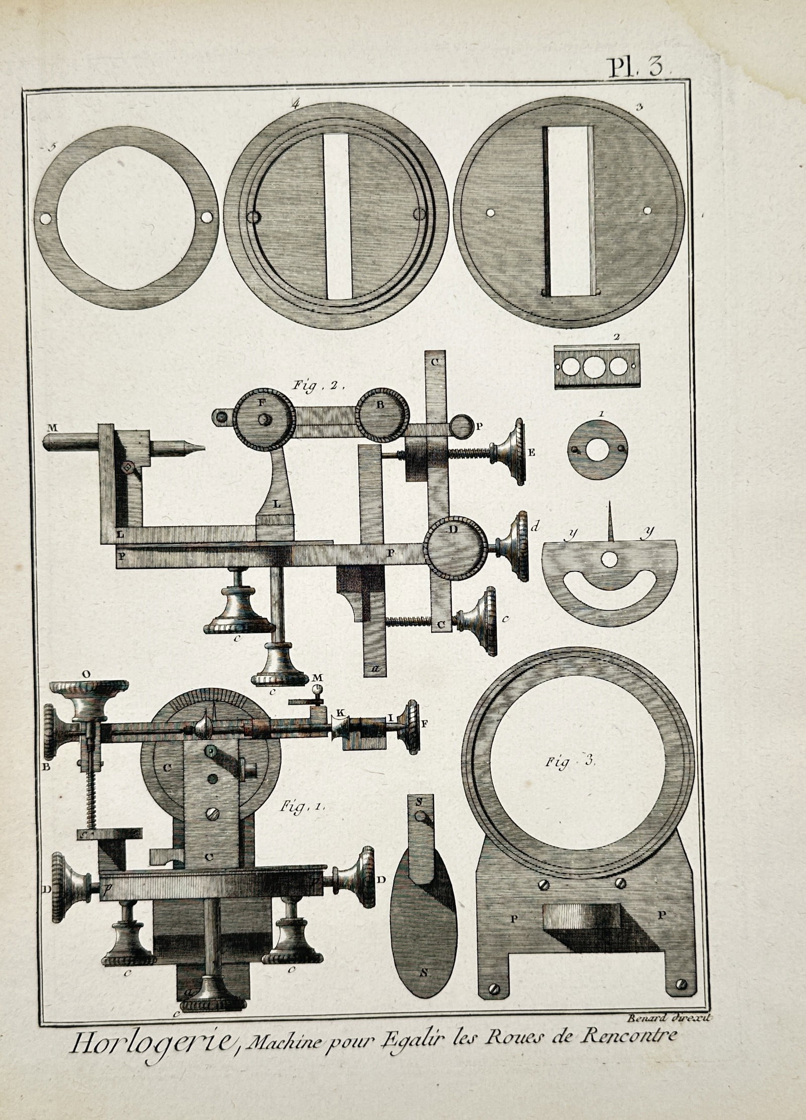 Robert Bénard (1734–1777) – Machine for Equalizing Verge Wheels – Engraving (1767) (1 of 2)
