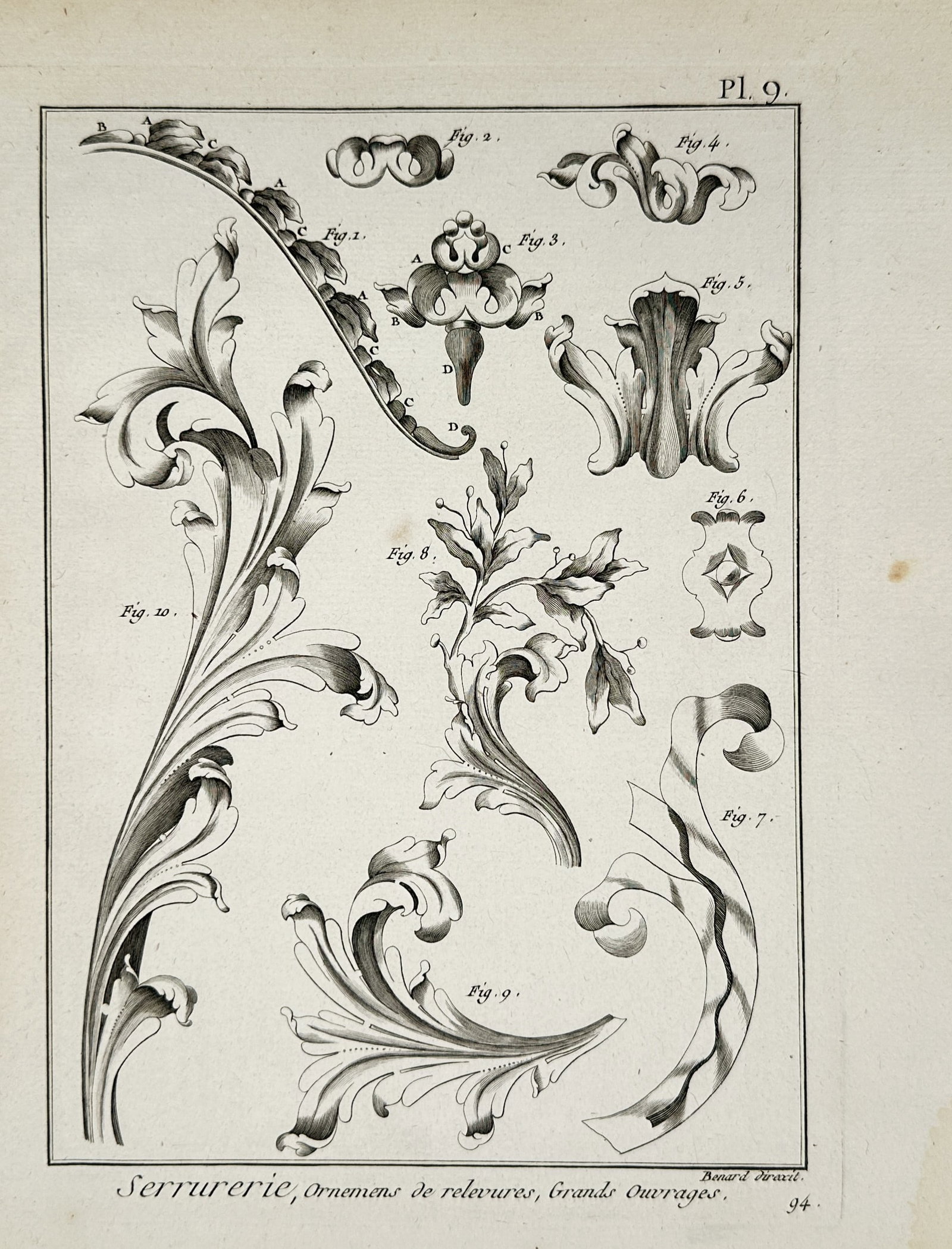 Robert Benard (1734–1777) – Ornate Ironwork Designs – Engraving (1762–1772) (1 of 2)