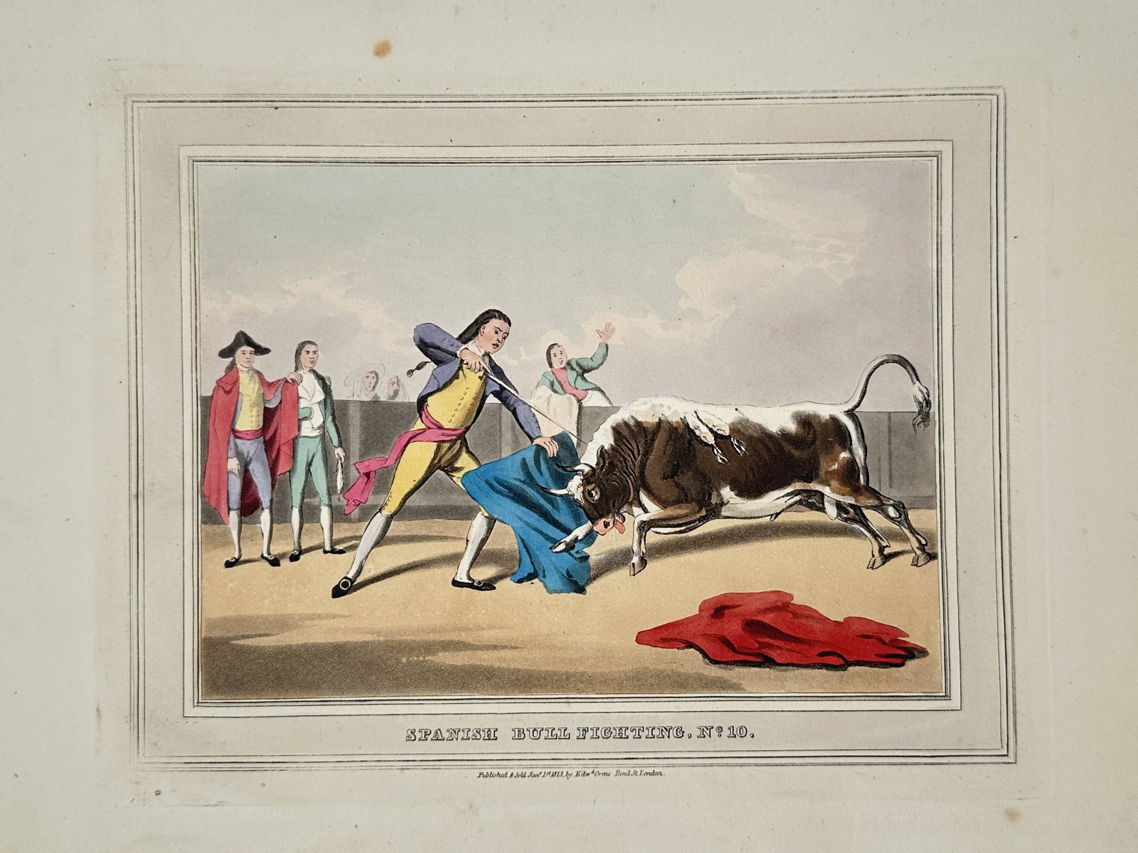 John Heaviside Clark (1771–1863) – Spanish Bull Fighting – Aquatint (Hand-coloured) (1813) (1 of 2)