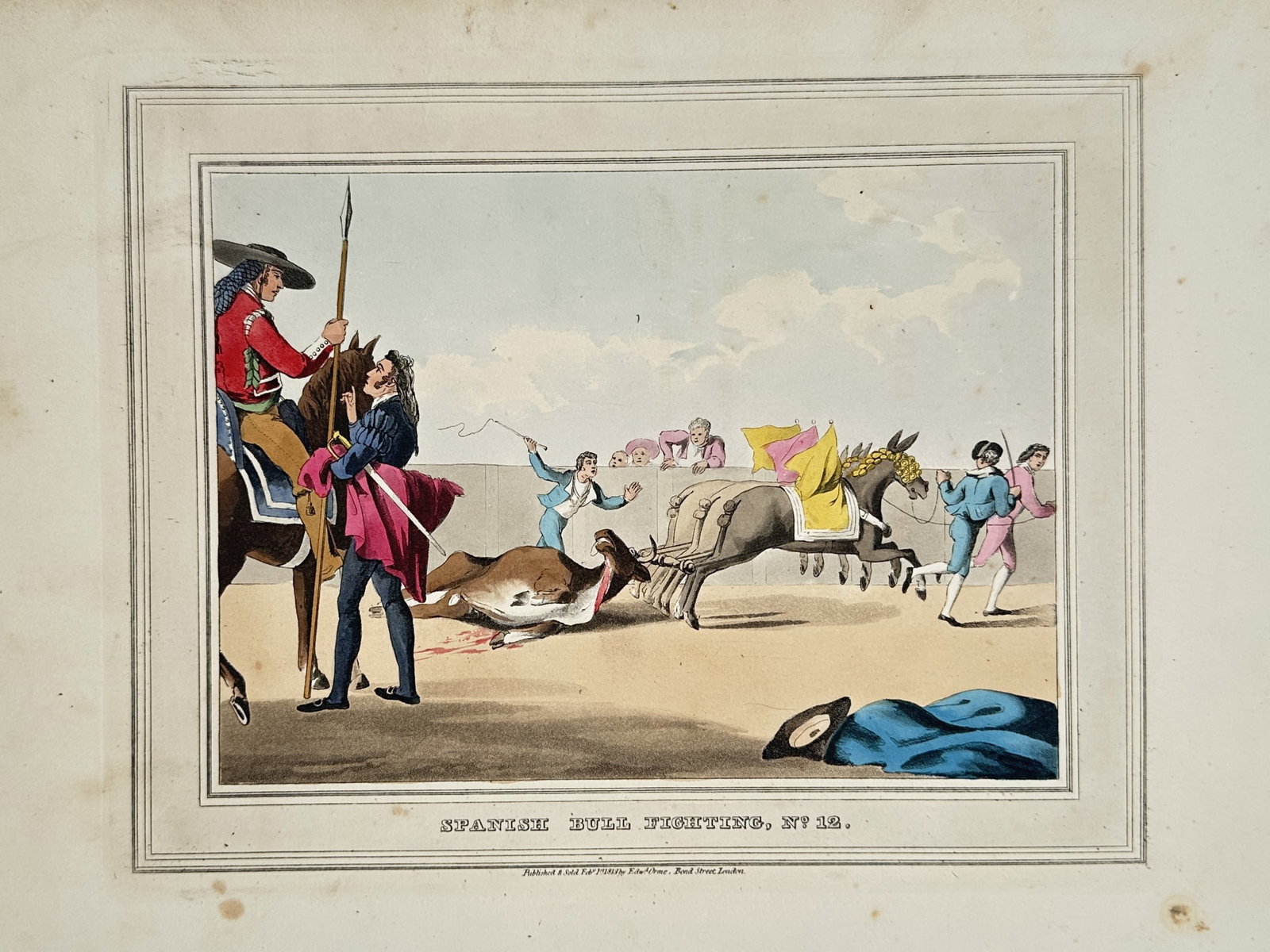 John Heaviside Clark (1771–1863) – Spanish Bull Fighting No 12 – Aquatint (Hand-coloured) (1 of 2)