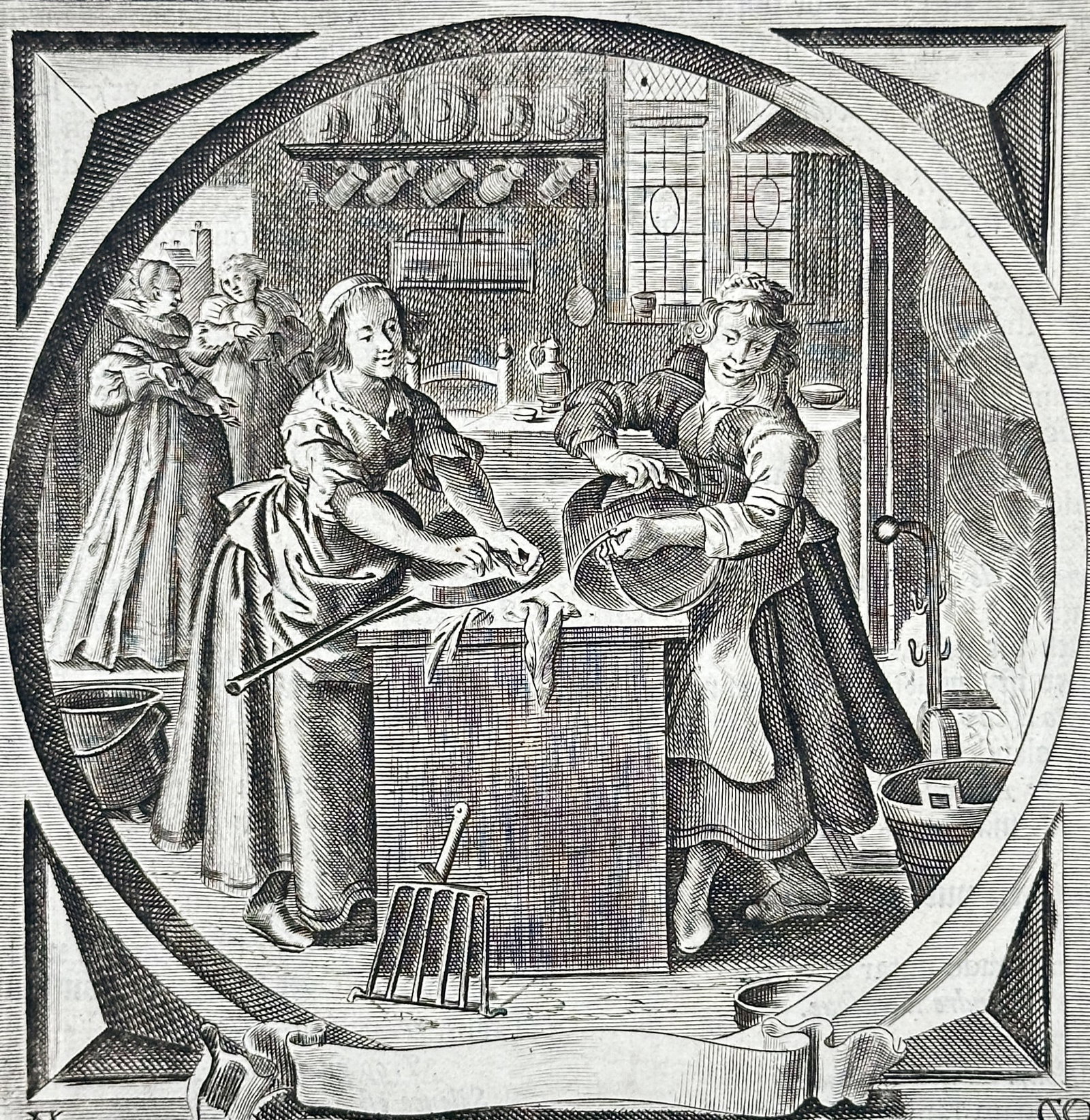 Jacob Cats (1577–1660) – Domestic Scene or Scouring the Pan – Engraving (1632) (1 of 3)