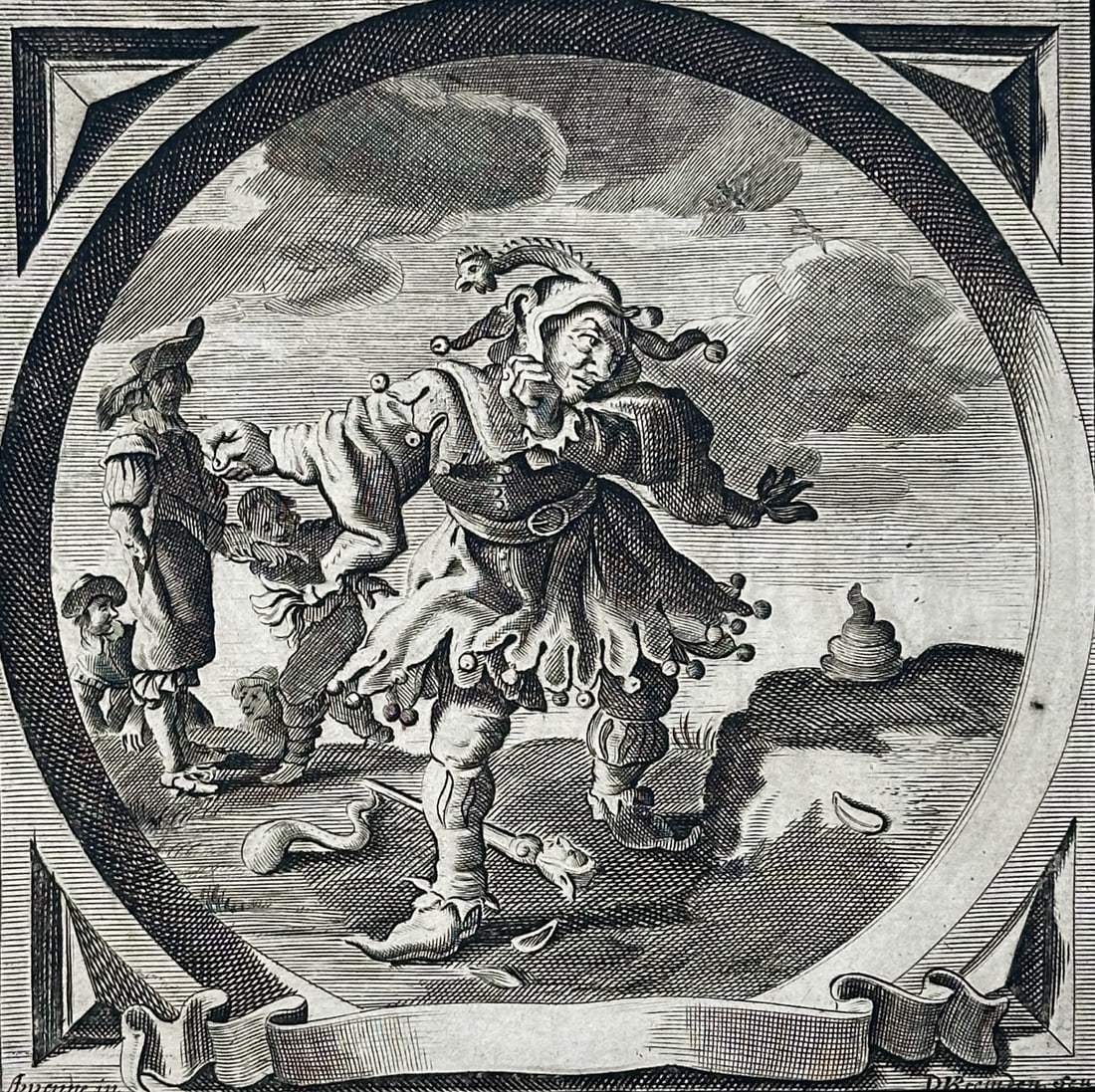 Jacob Cats (1577–1660) – Allegory of the Court Jester and the Fool – Engraving (1632) (1 of 3)