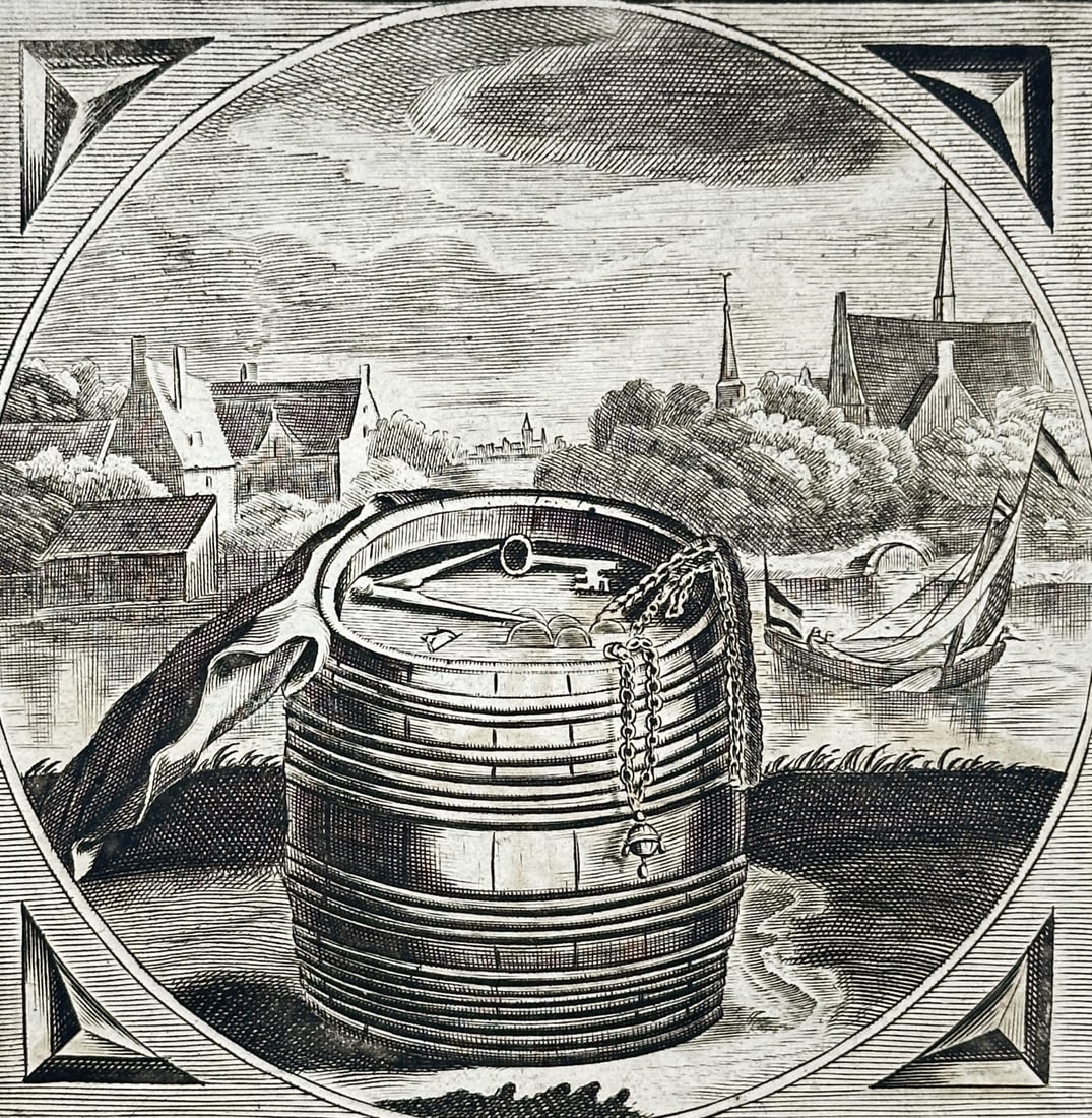 Jacob Cats (1577–1660) – Emblem XXX: The Barrel in the Stream – Engraving (1632) (1 of 3)