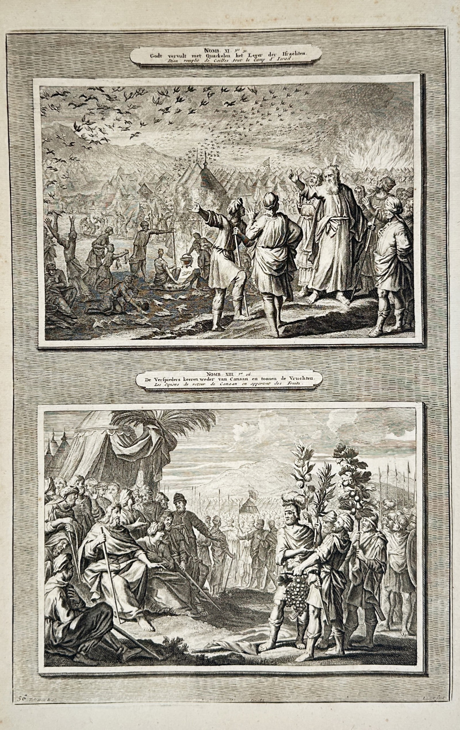 Pieter Mortier – Biblical Scenes: The Gathering of Quail and The Return of the Spies from Canaan (1 of 2)