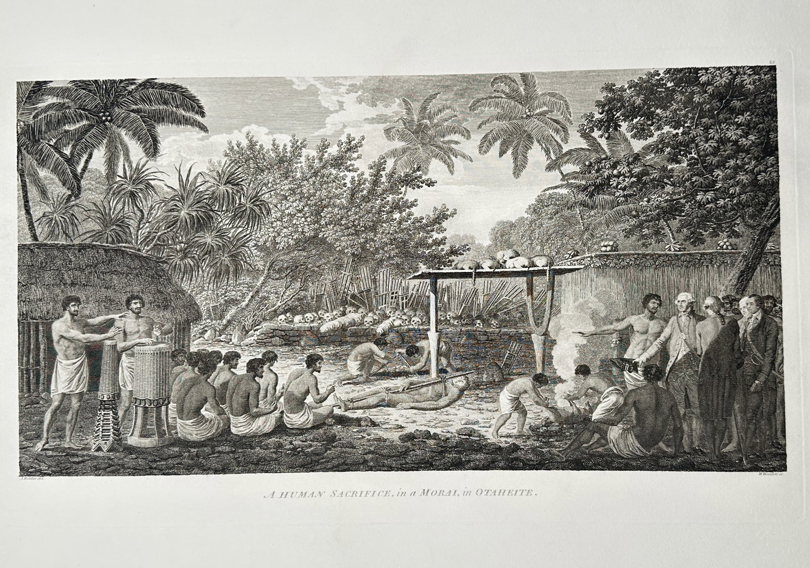 John Webber (1751–1793) – A Human Sacrifice, in a Morai, in Otaheite – Engraving (1784) (1 of 2)