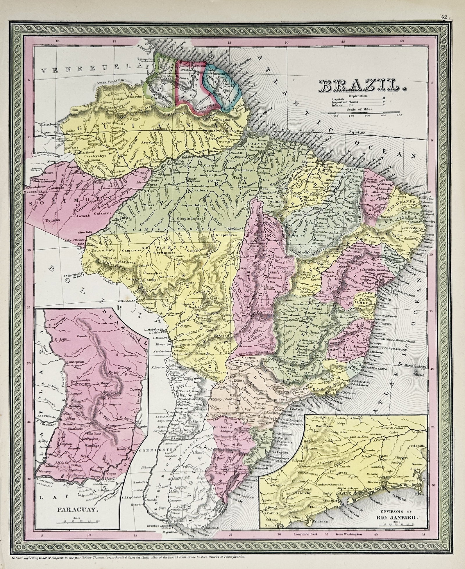 Thomas Cowperthwait & Co. – Map of Brazil, Paraguay, and Environs of Rio Janeiro (1 of 2)
