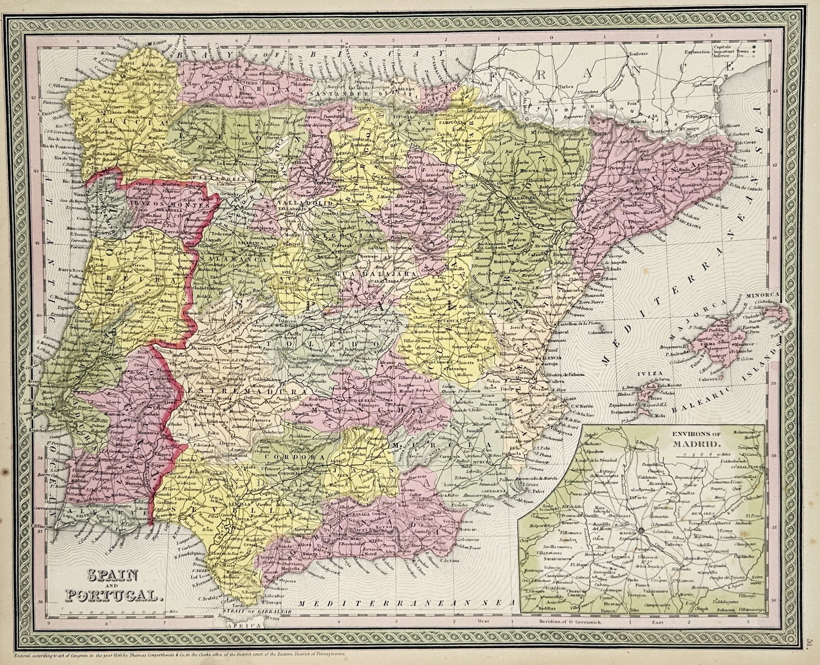 Thomas Cowperthwait & Co. (Active 1850s) – Map of Spain and Portugal – Europe (1 of 2)
