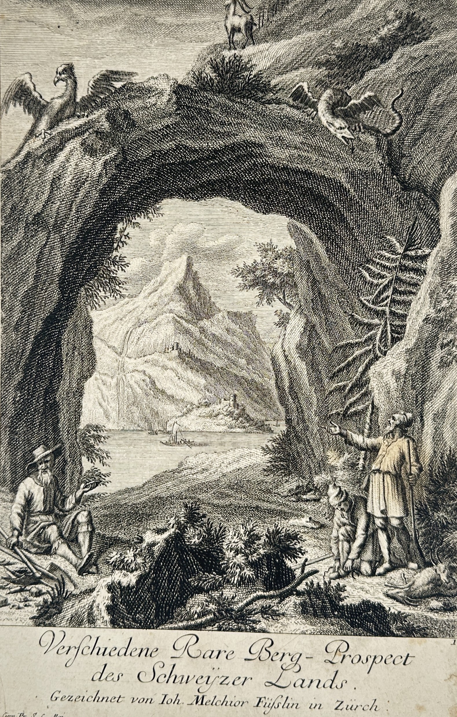 Johann Melchior Füssli (1677–1736) – Mountain View of the Swiss Lands with Natural Arch (1 of 2)