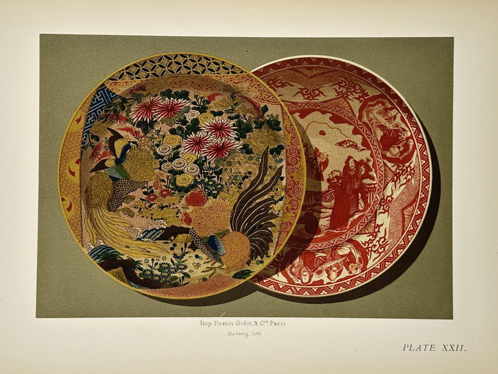 George Ashdown Audsley – Ceramic Plates with Floral and Figurative Motifs – Chromolithograph (1 of 2)