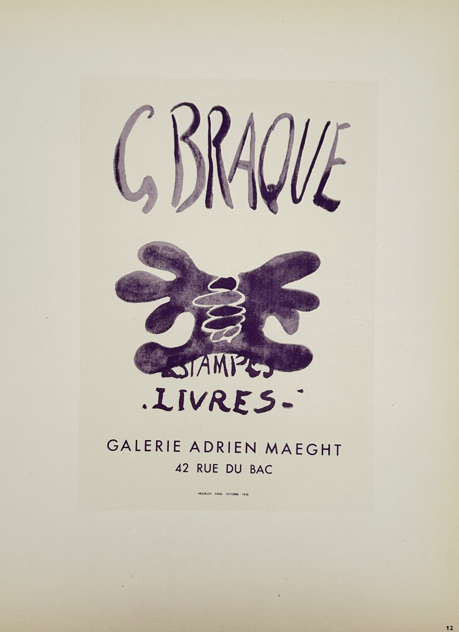 Georges Braque (1882–1963), after – Estampes Livres, Galerie Adrien Maeght – Offset print (1 of 2)