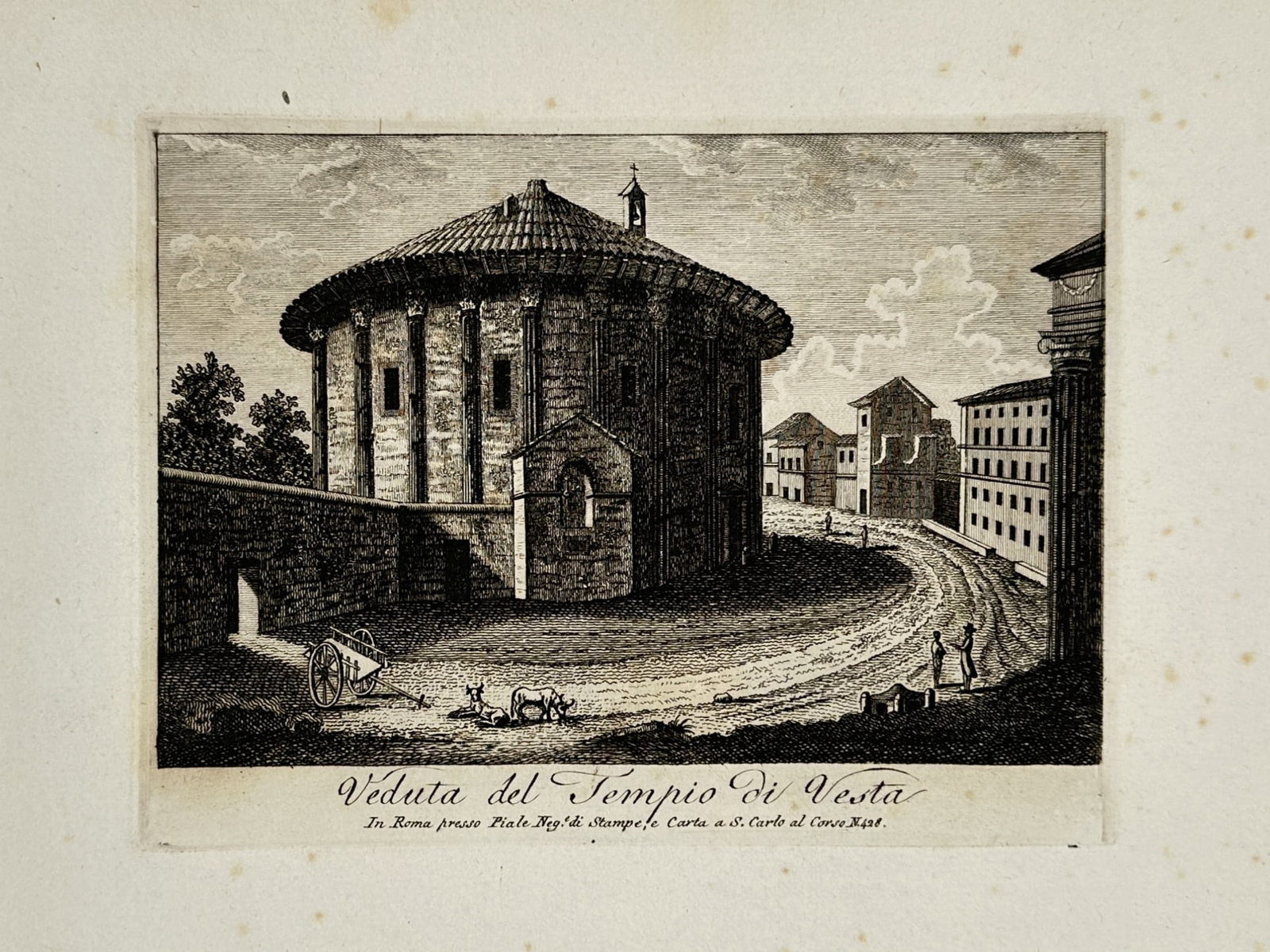 Pietro Parboni (1783–1841) – View of the Temple of Vesta – Etching (ca. 1820) (1 of 2)