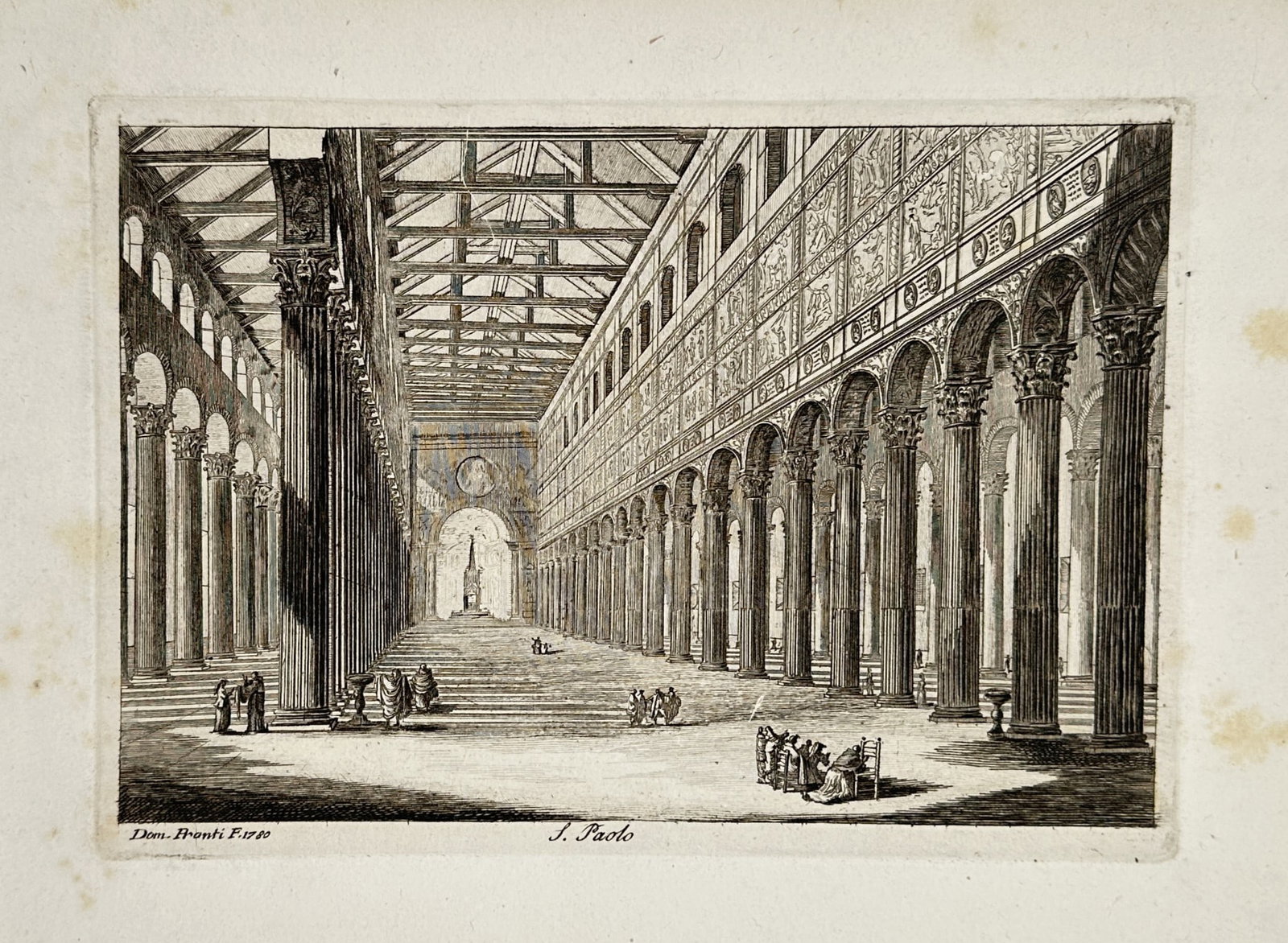 Pietro Parboni (1783–1841) – Interior View of San Paolo Fuori le Mura – Etching (ca. 1820) (1 of 2)