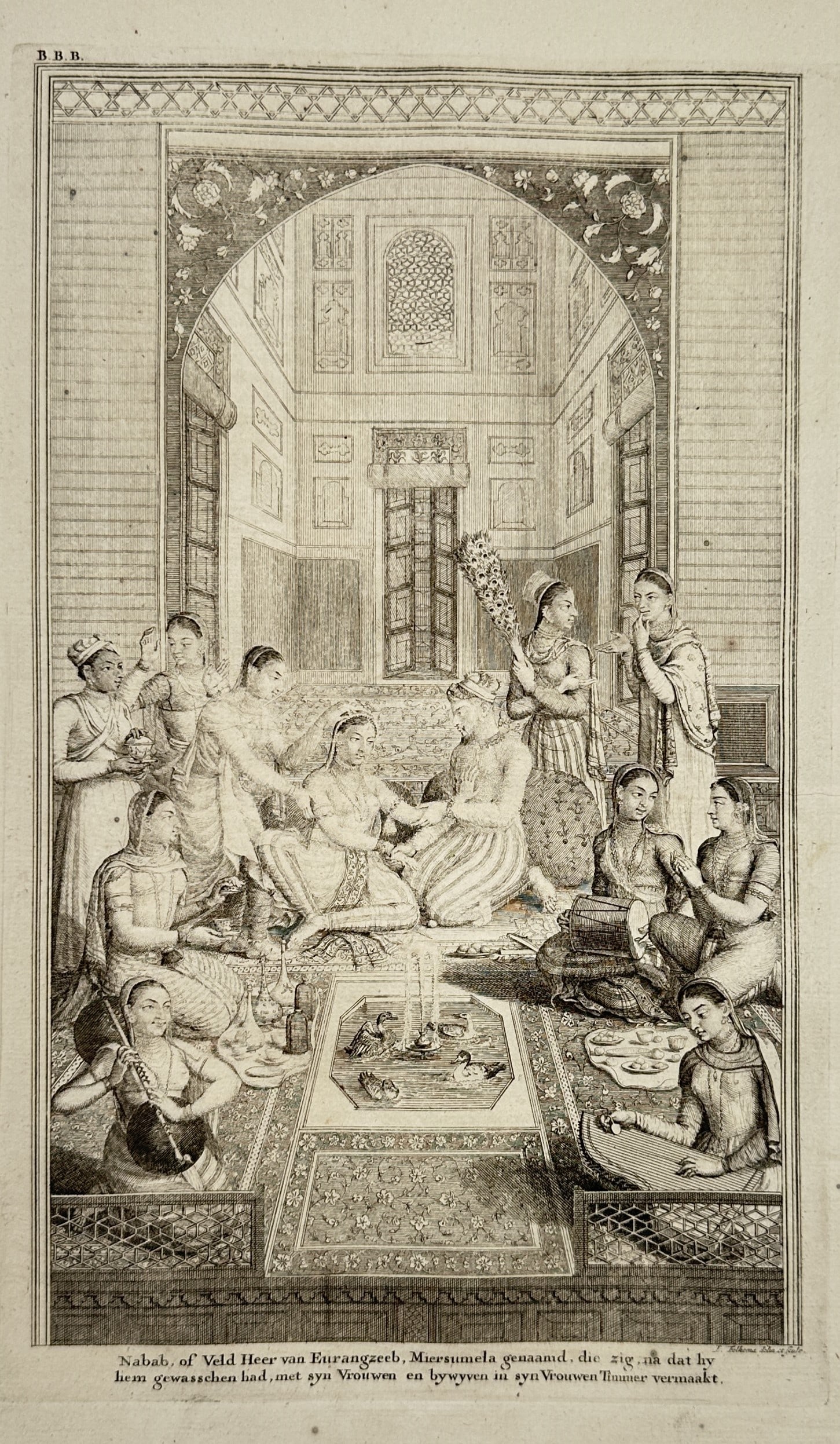 François Valentijn (1666–1727) – Mir Jumla in his Zenana – Engraving (1724) (1 of 2)
