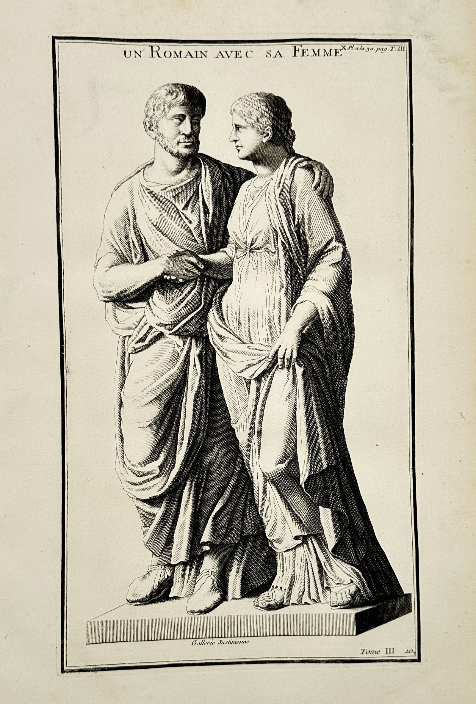 Bernard de Montfaucon (1655–1741) – Roman Husband and Wife – Engraving (1719) (1 of 2)
